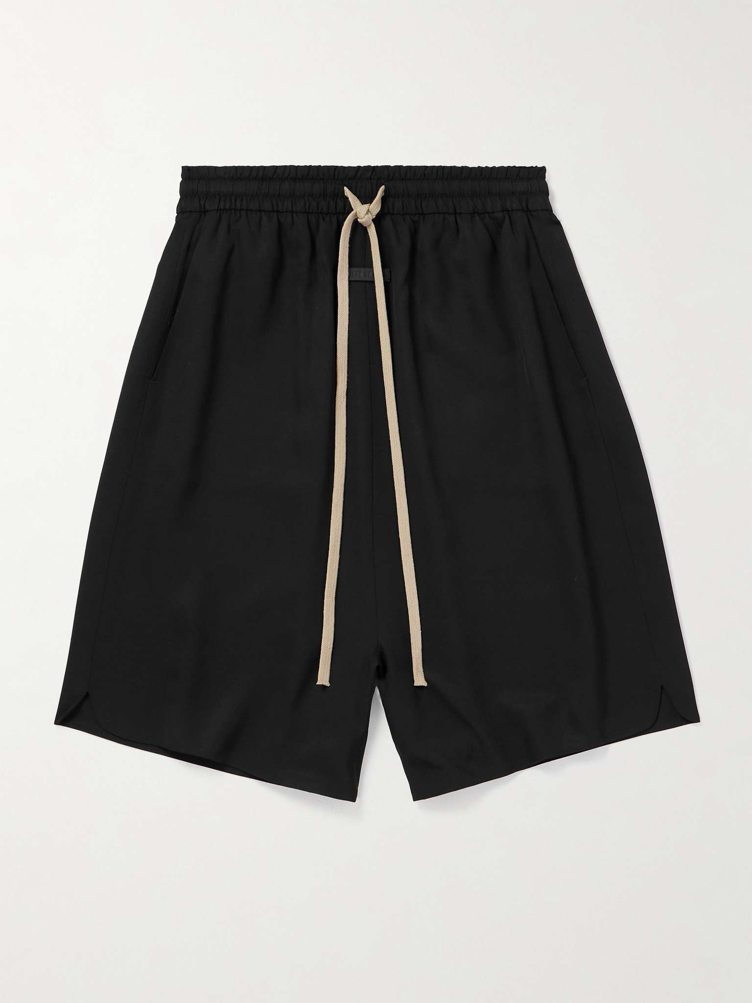 Straight-Leg Logo-Appliquéd Silk and Virgin Wool-Blend Drawstring Shorts - 1