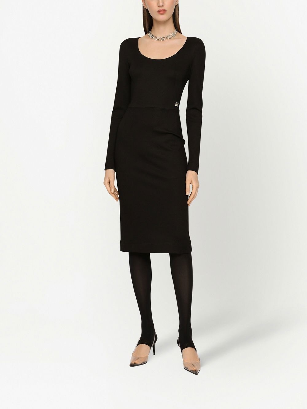 logo plaque-detail midi dress - 3