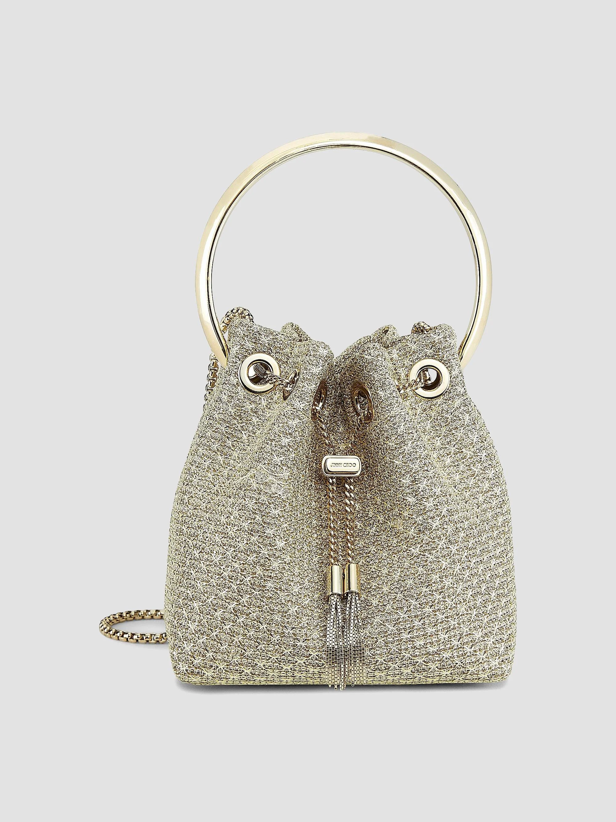 Women's Bon Bon Woven Metallic Top Handle Bag - Champagne - 1
