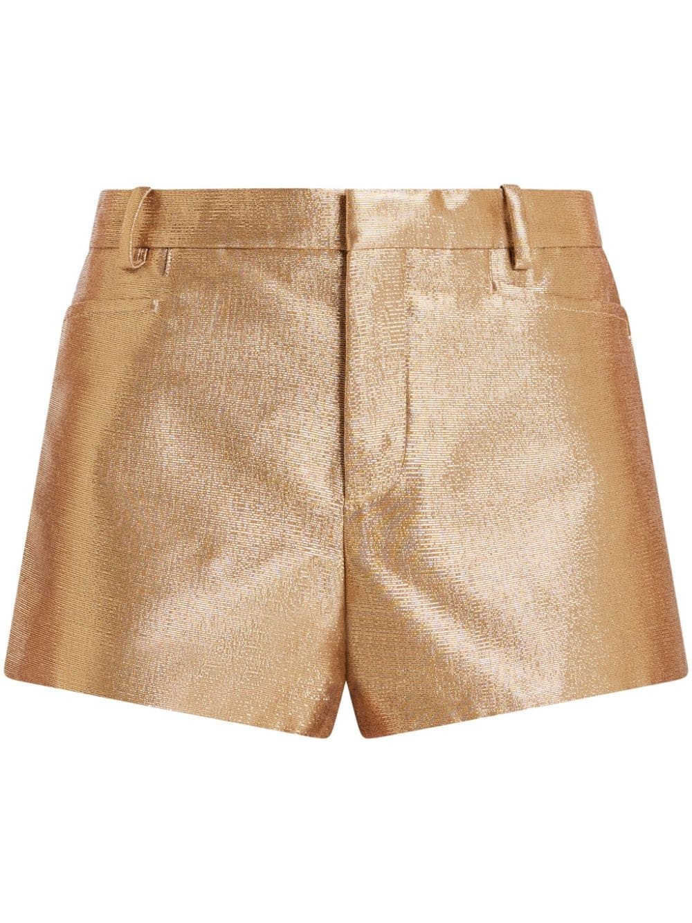 lurex-detail high-waisted shorts - 1