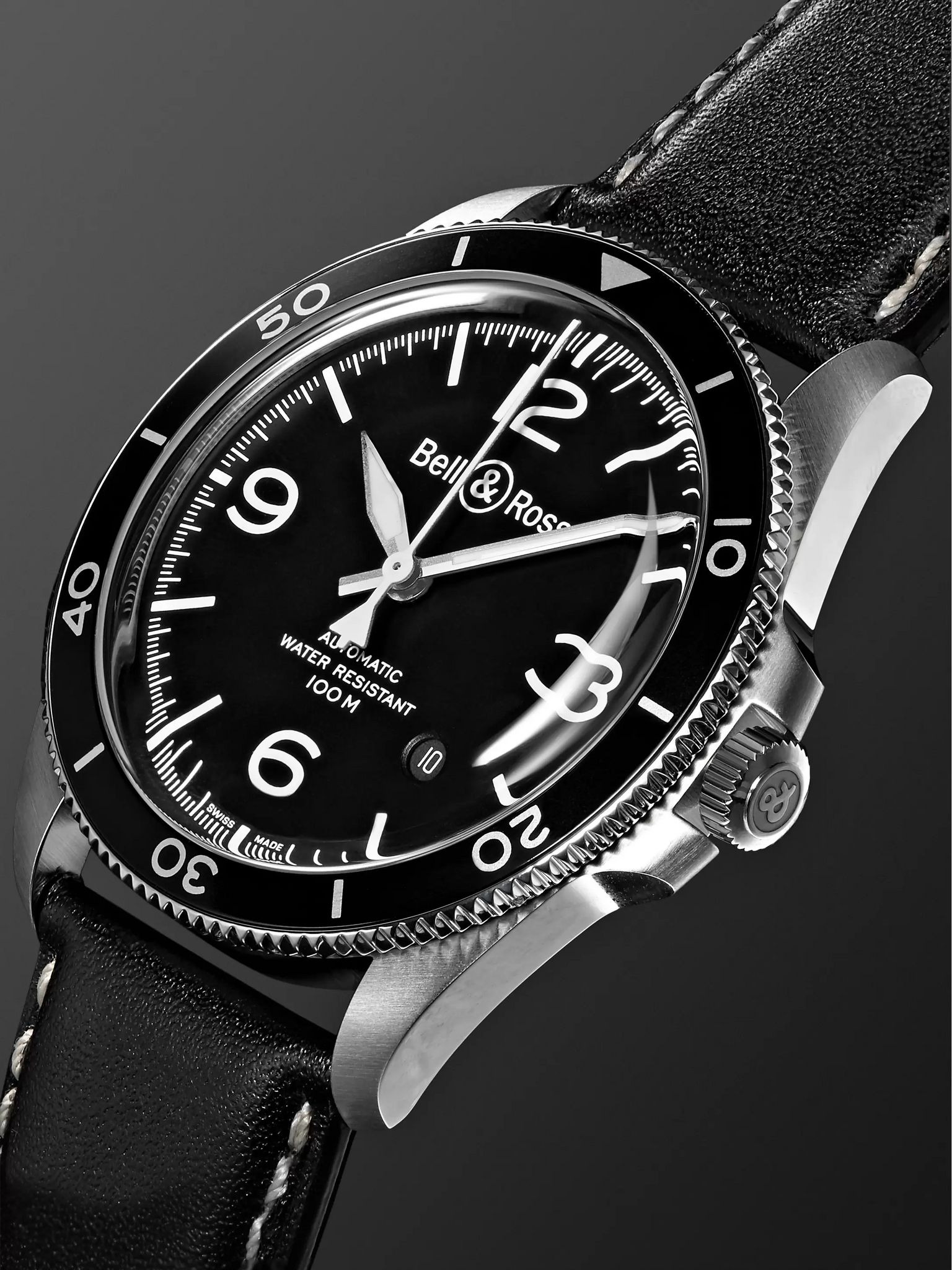 BR V2-92 Automatic 41mm Stainless Steel and Leather Watch, Ref. No. BRV292-­‐BL-­‐ST/SCA Black - 4