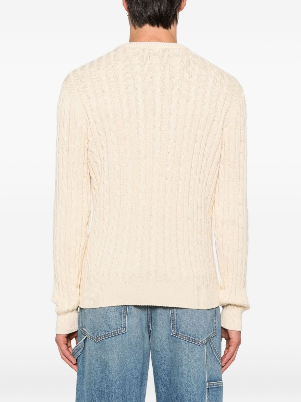 VLogo cable-knit sweater - 4