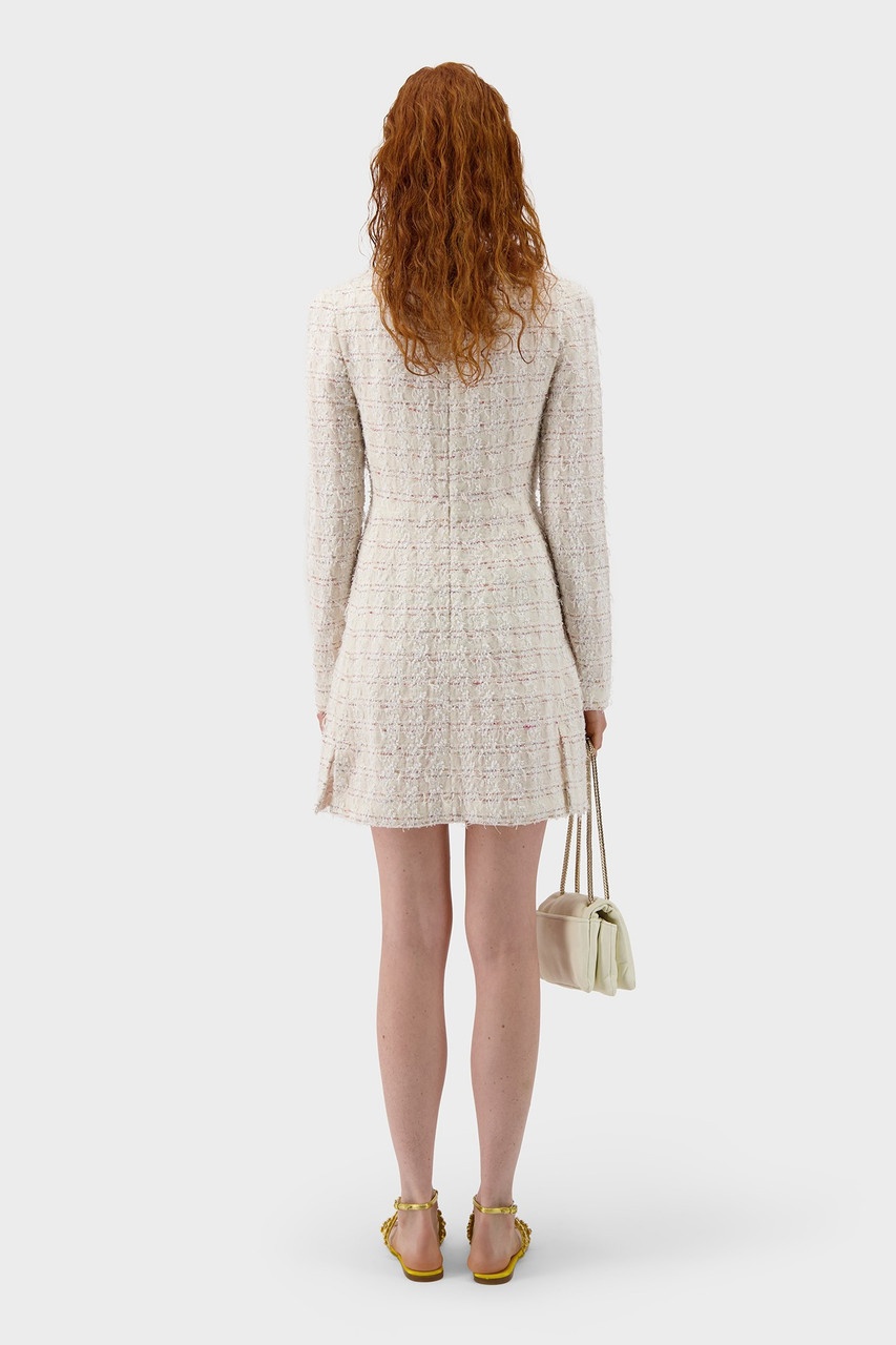 Long Sleeve Boucle Mini Dress - 4