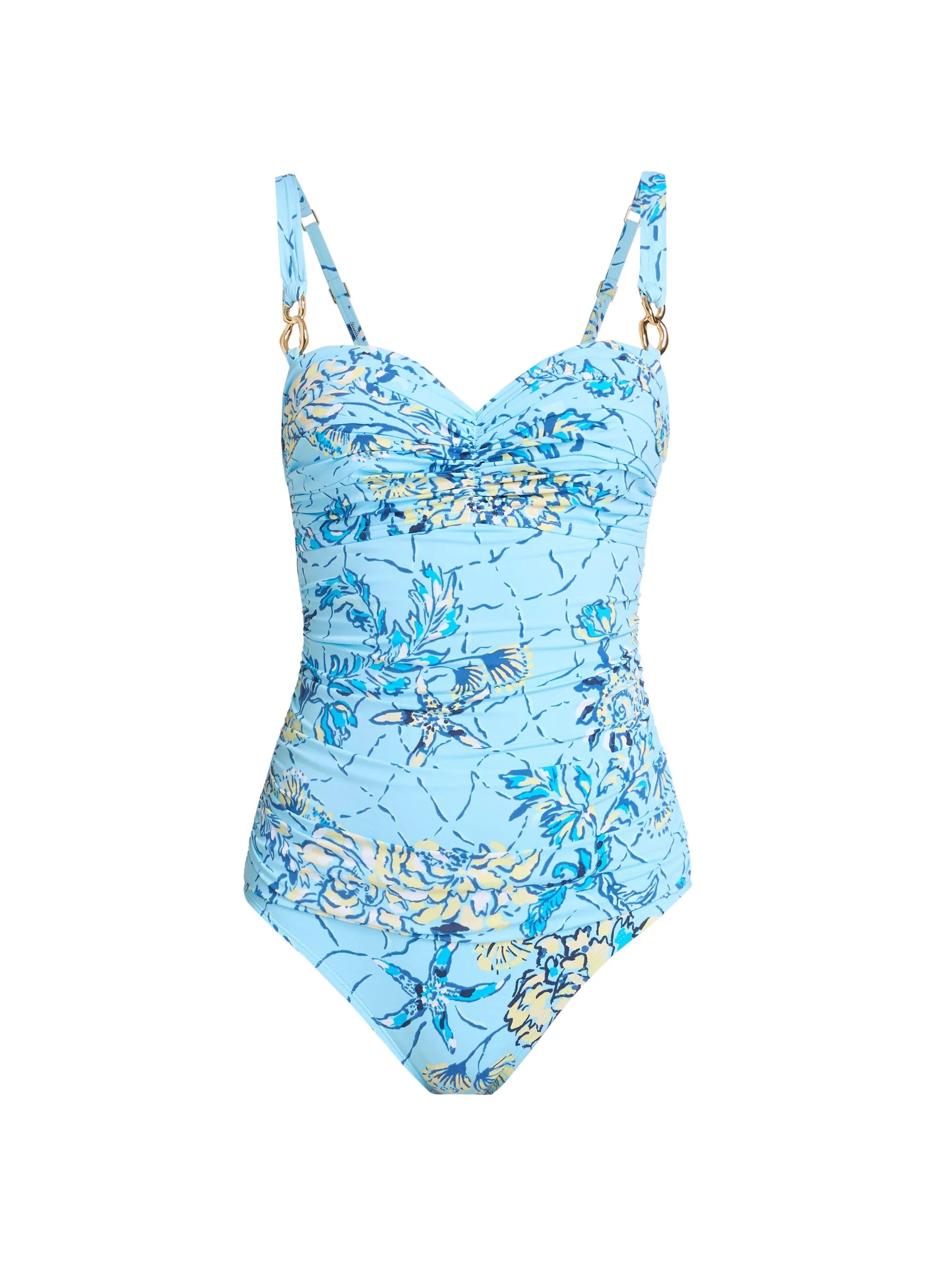 Women's Solaria Ruched One-Piece Swimsuit - Blue Multi - 1