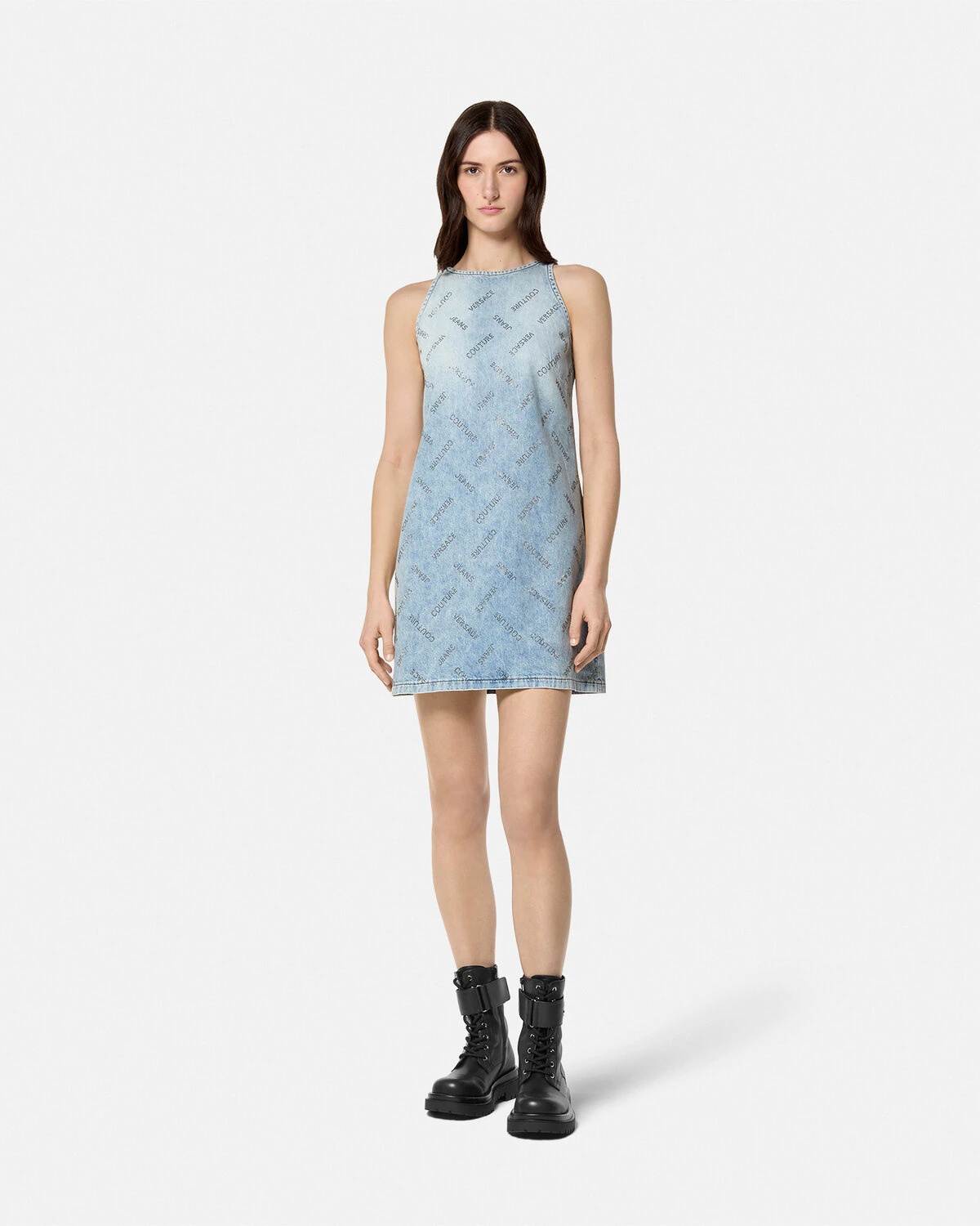 Studded Logo Denim Mini Dress - 2