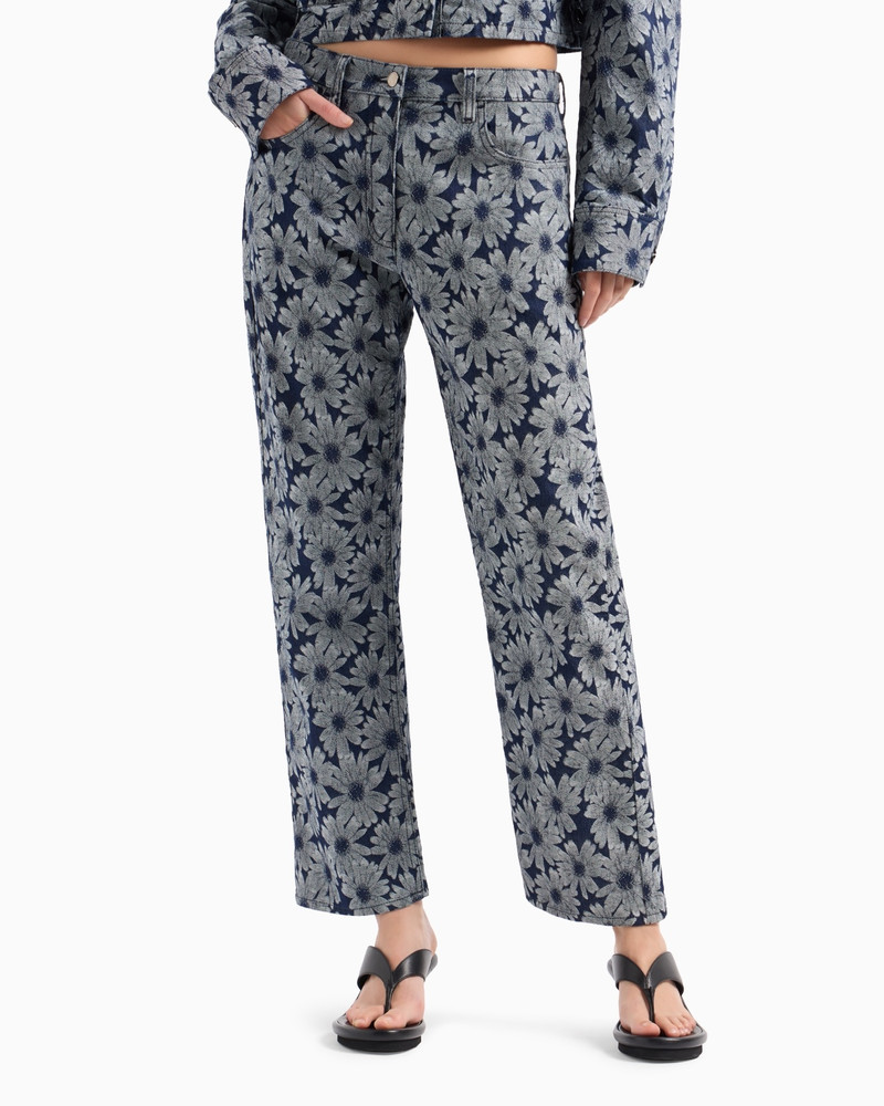 EMPORIO ARMANI DENIM JEANS WITH ALL-OVER JACQUARD DAISIES FROM THE PEACE CAPSULE COLLECTION outlook