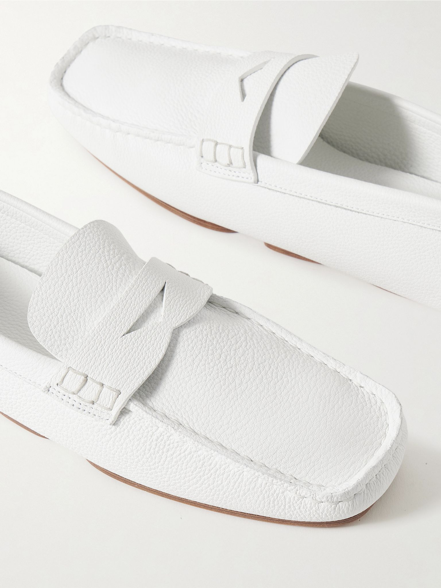 Billy textured-leather loafers White - 4