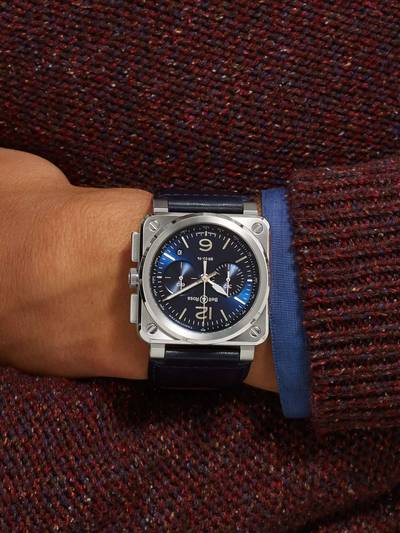 Bell & Ross BR 03-94 Blue Steel Automatic Chronograph 42mm Steel and Leather Watch, Ref. No. BR0394‐BLU-­ST/SCA outlook