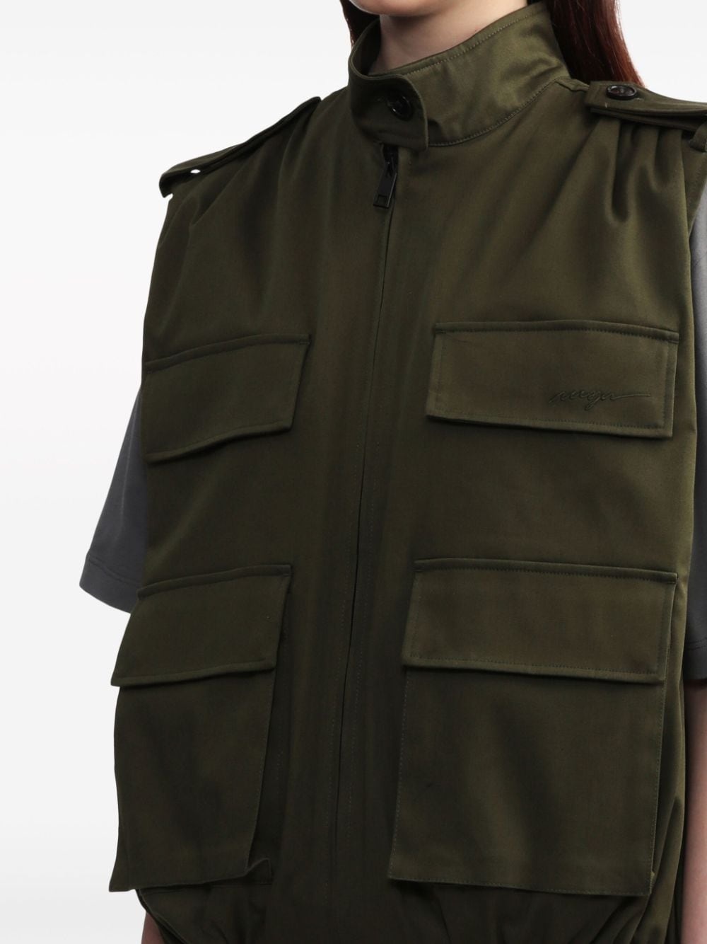 logo-embroidered cotton gilet - 5