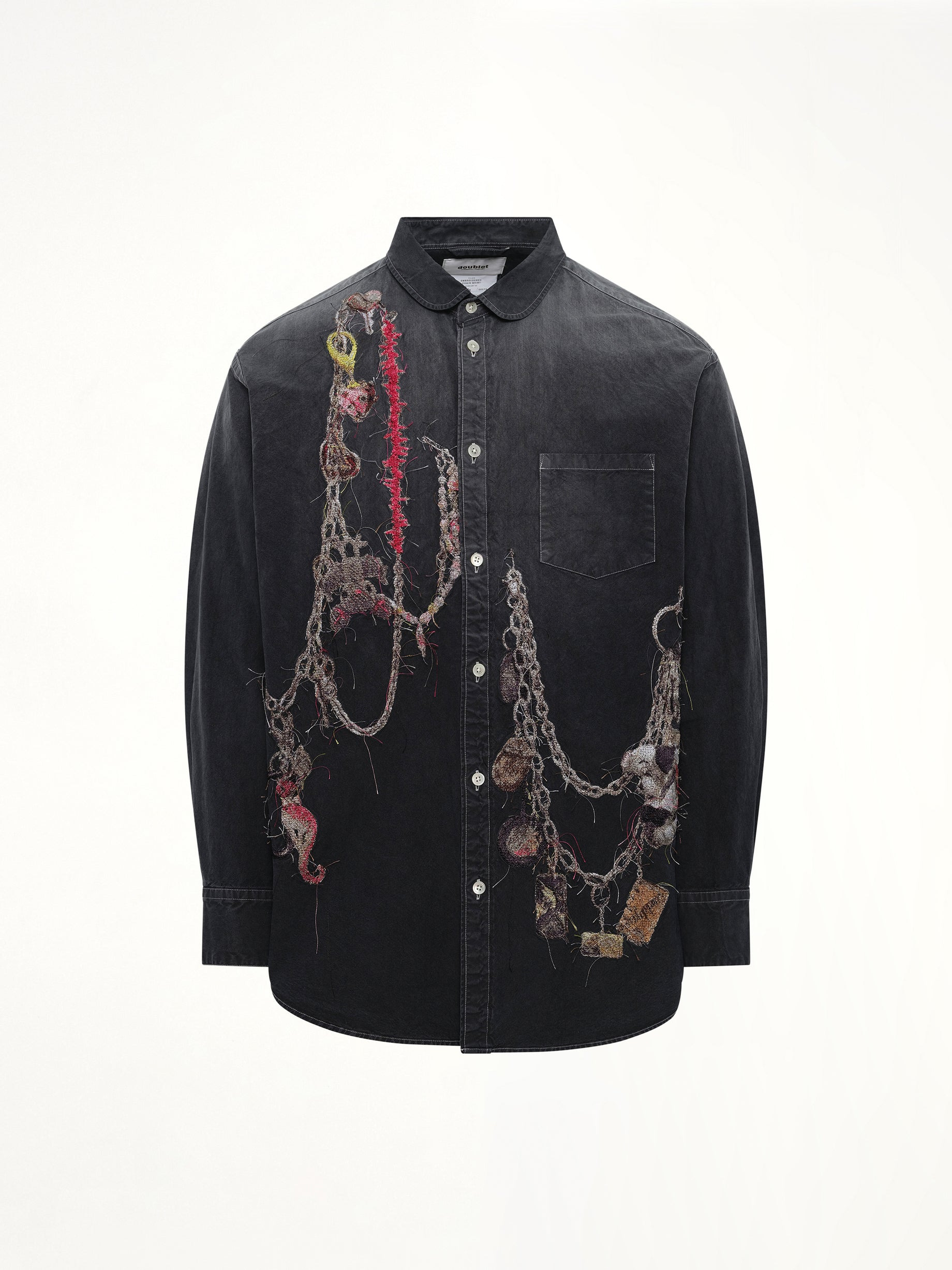 Embroidered Chain Shirt in Grey - 2