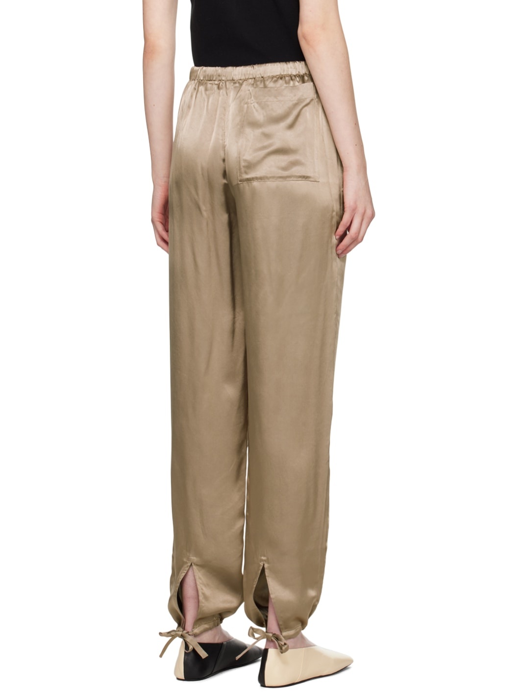 Beige Drawstring Reversible Trousers - 3