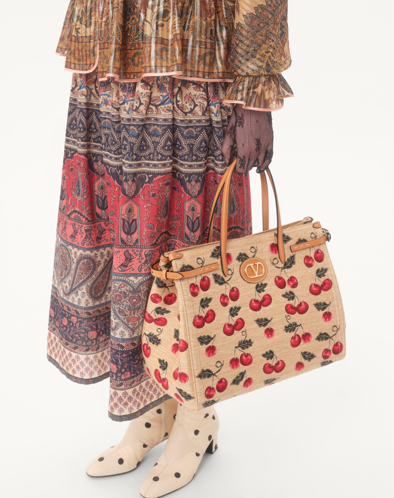 VALENTINO GARAVANI ANTIBES MEDIUM SHOPPING BAG IN JACQUARD SYNTHETIC RAFFIA 7
