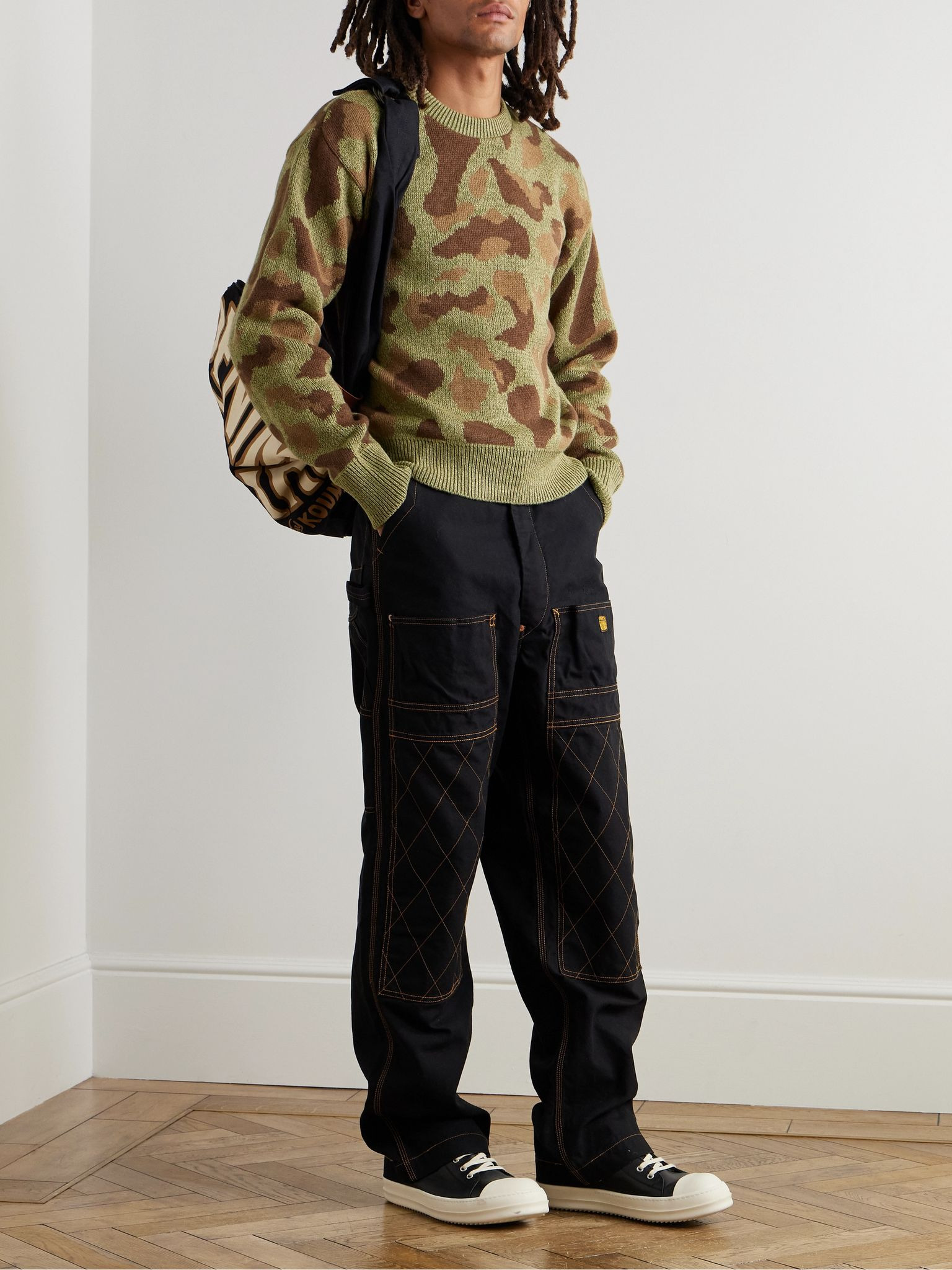 Camouflage-Print Jacquard-Knit Sweater Green - 2