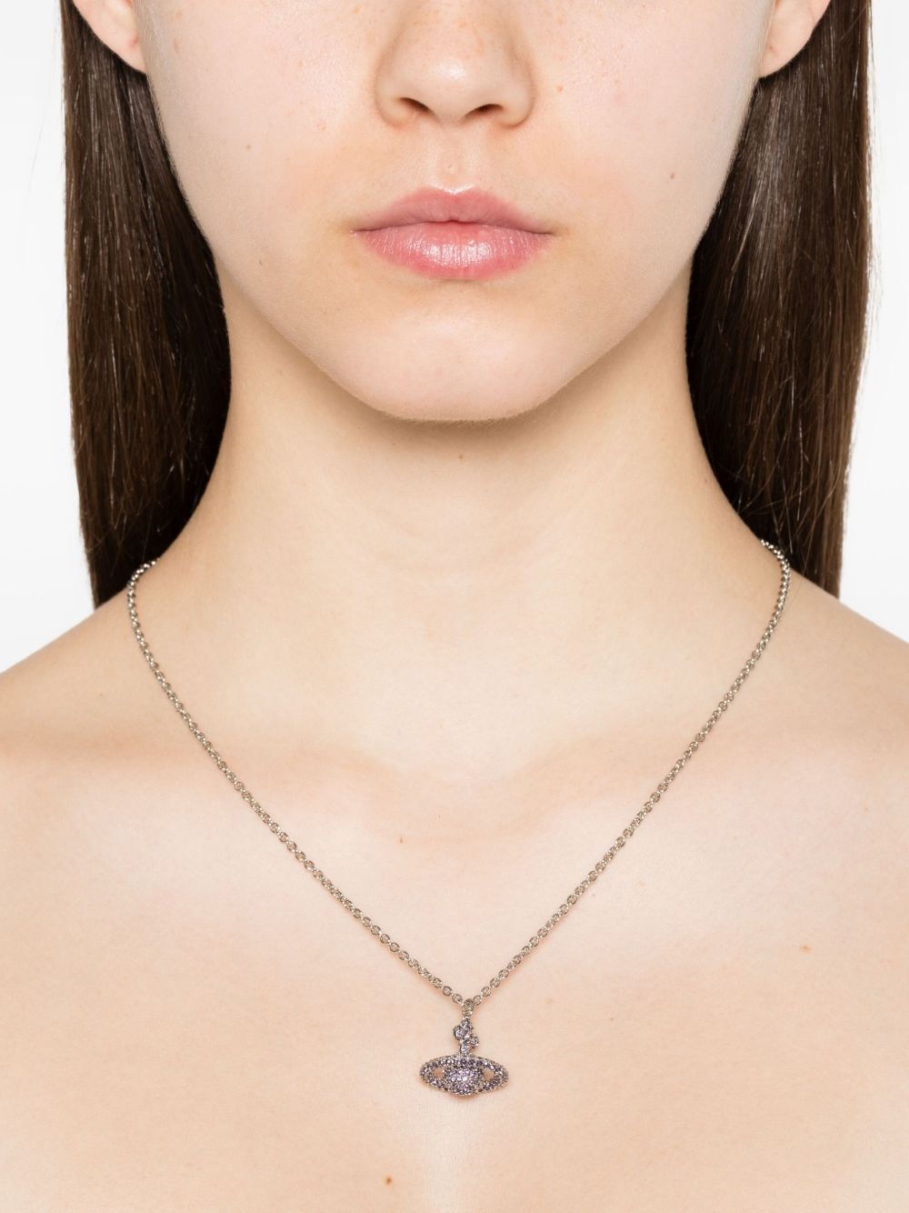 crystal-embellished orb necklace - 2