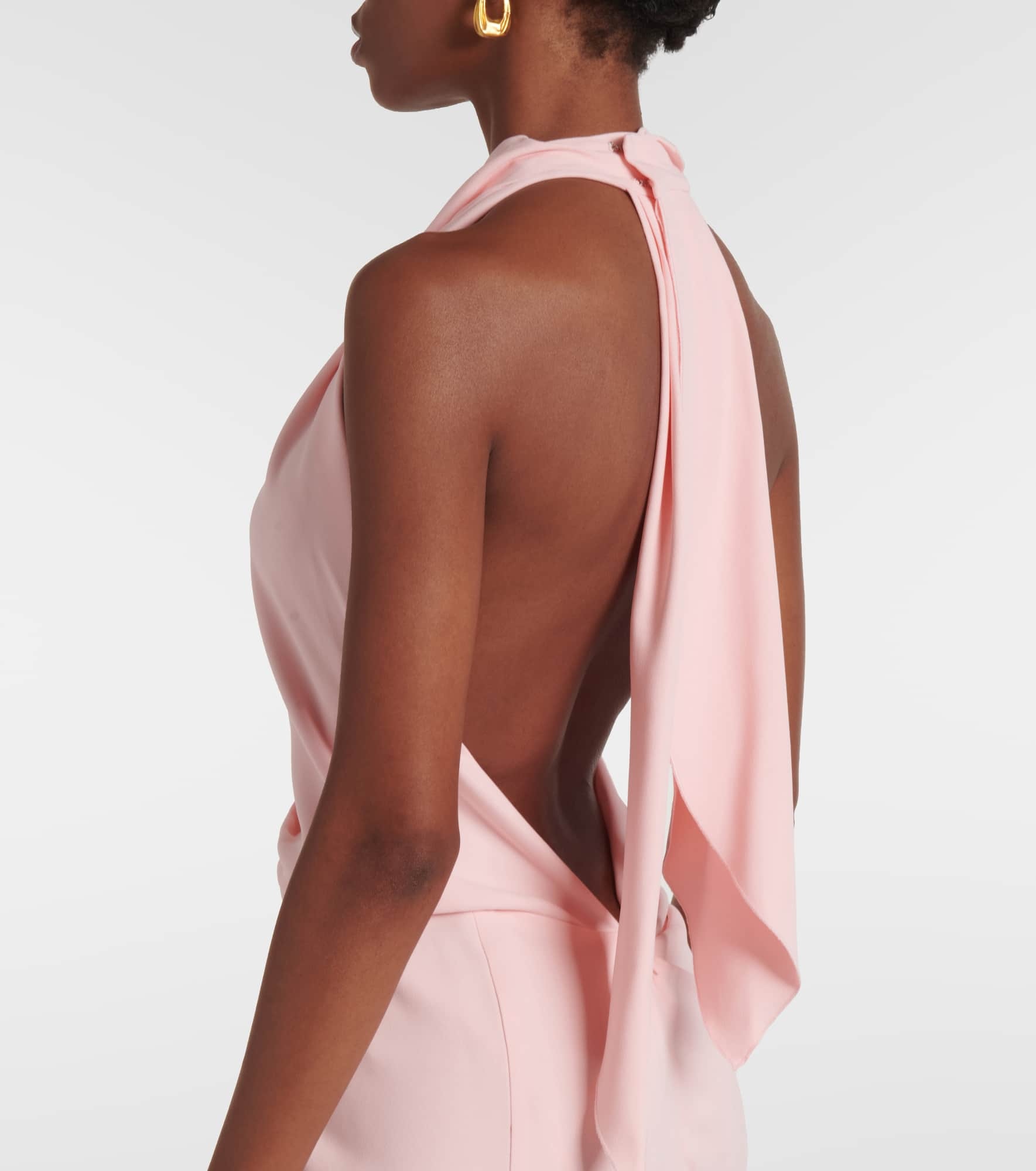 Scarf-detail open-back crêpe midi dress - 7