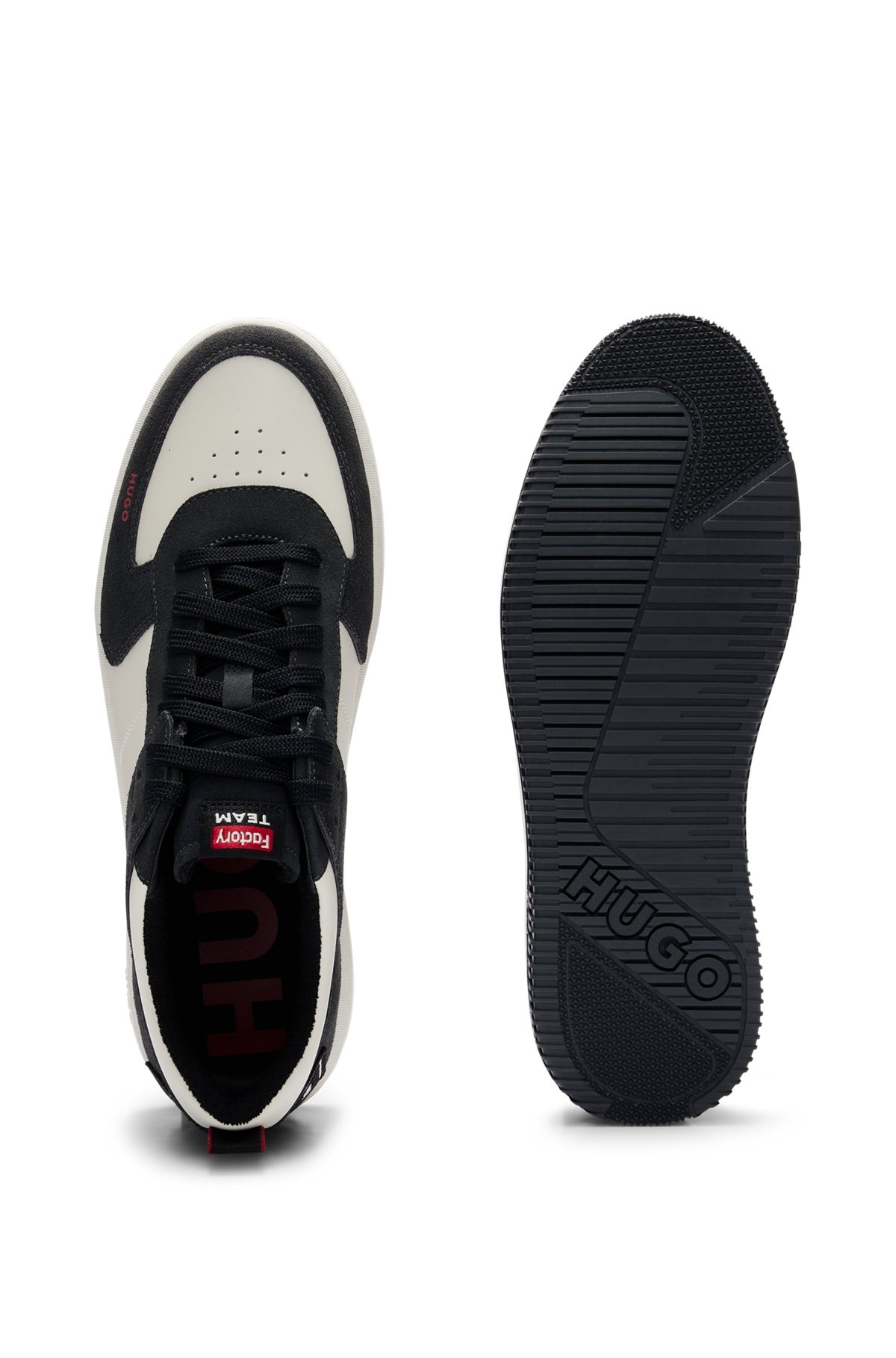 LOW-TOP TRAINERS IN FAUX LEATHER AND SUEDE - 4
