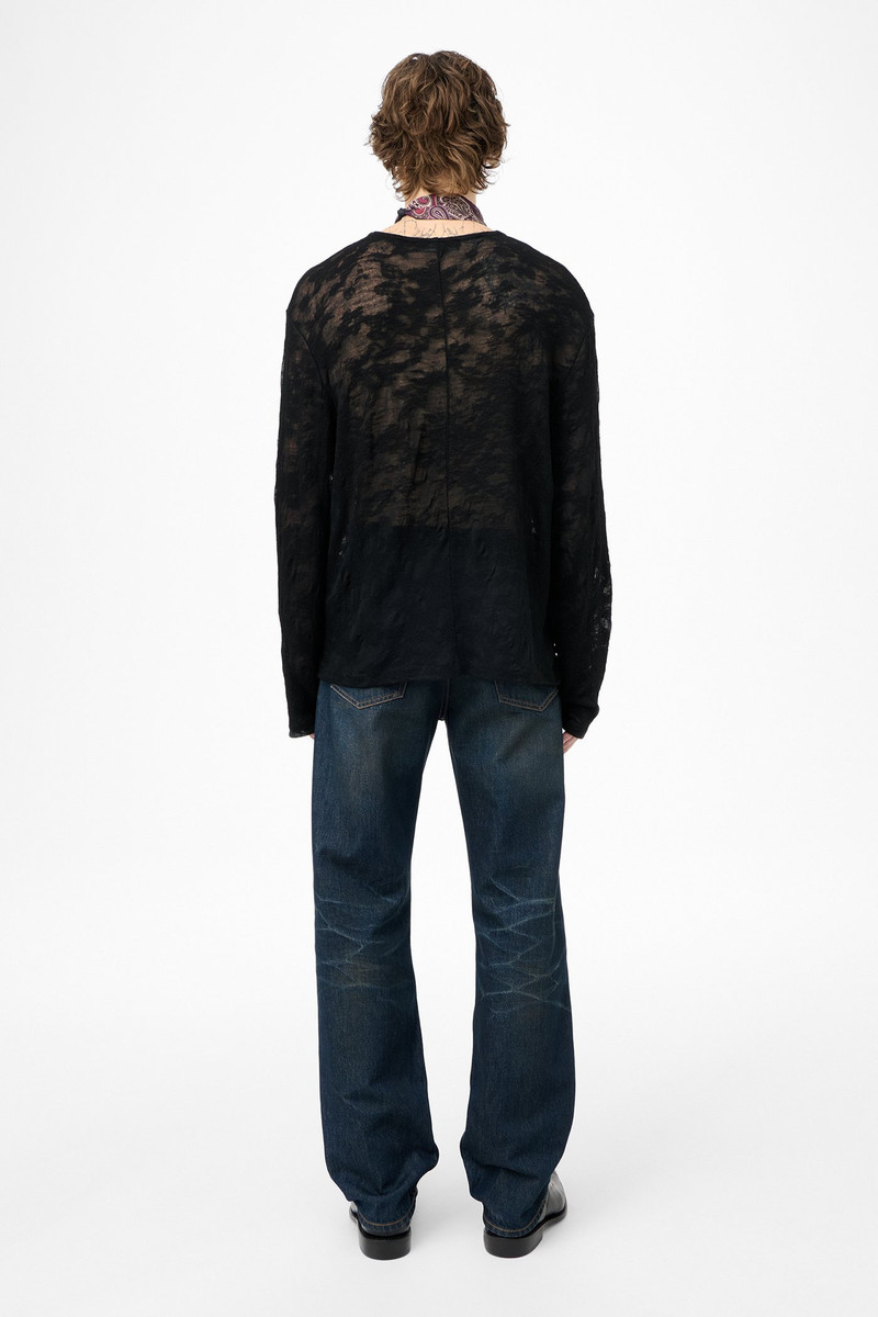 Our Legacy Double Lock U Neck Black Flower Jacquard Gauze outlook