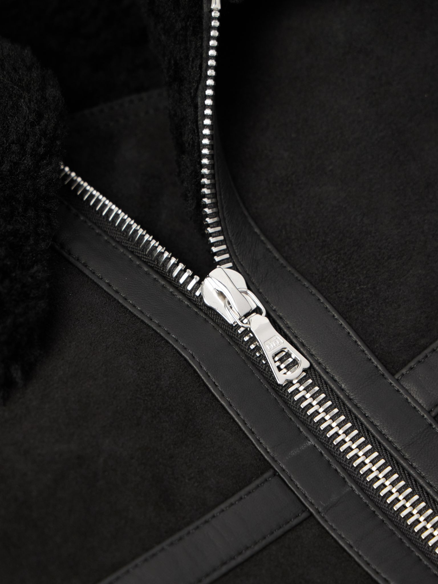 Isaac Leather-Trimmed Shearling Jacket Black - 5