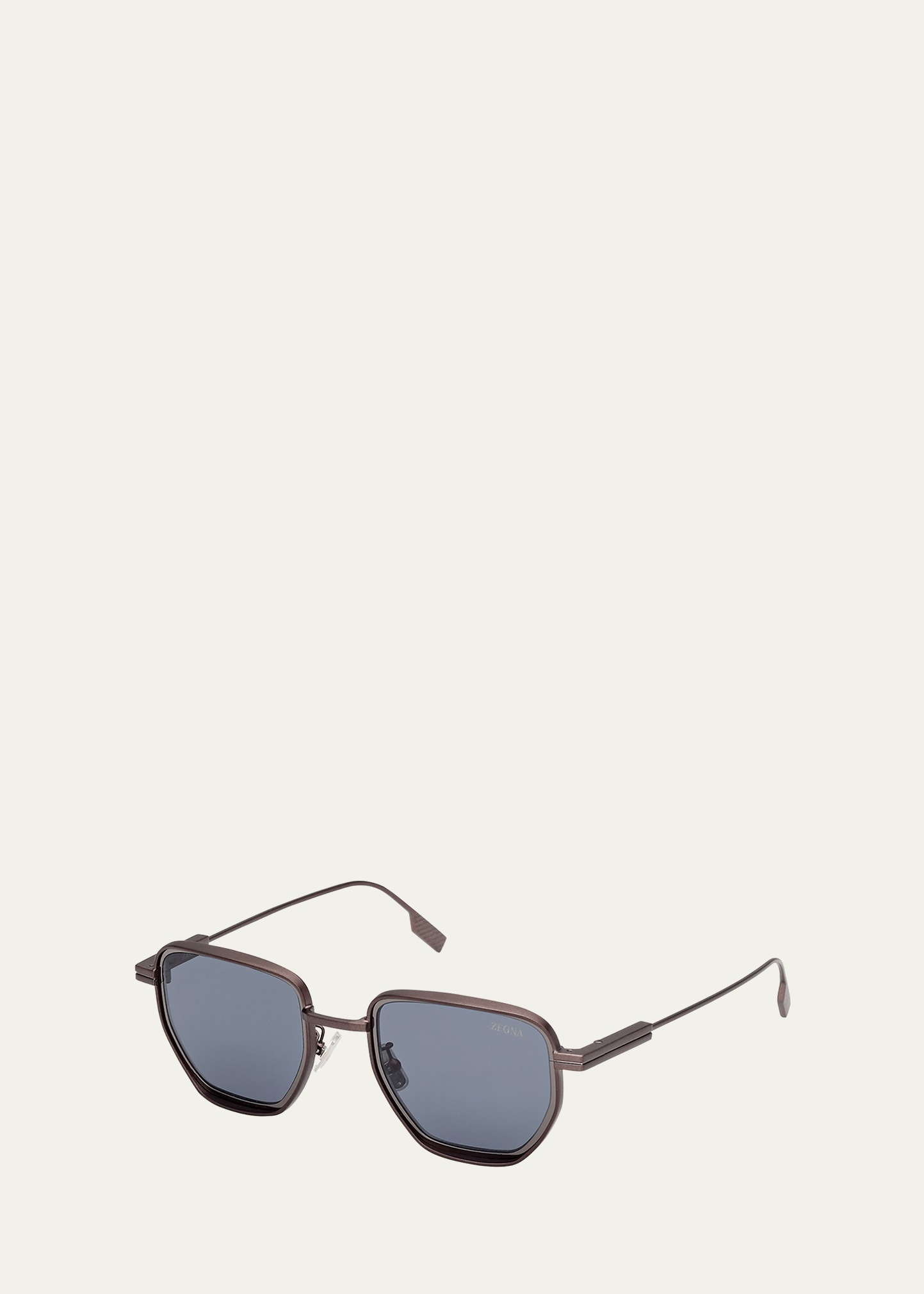 Men's Round Metal and Acetate Sunglasses - 2