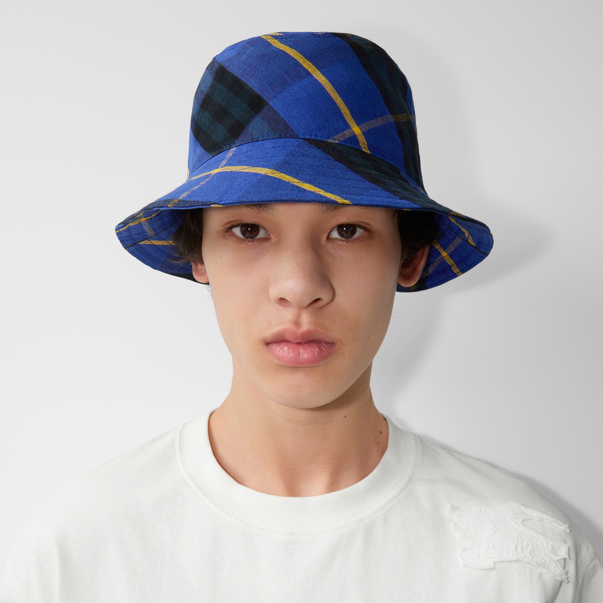 Check Linen Bucket Hat - 4