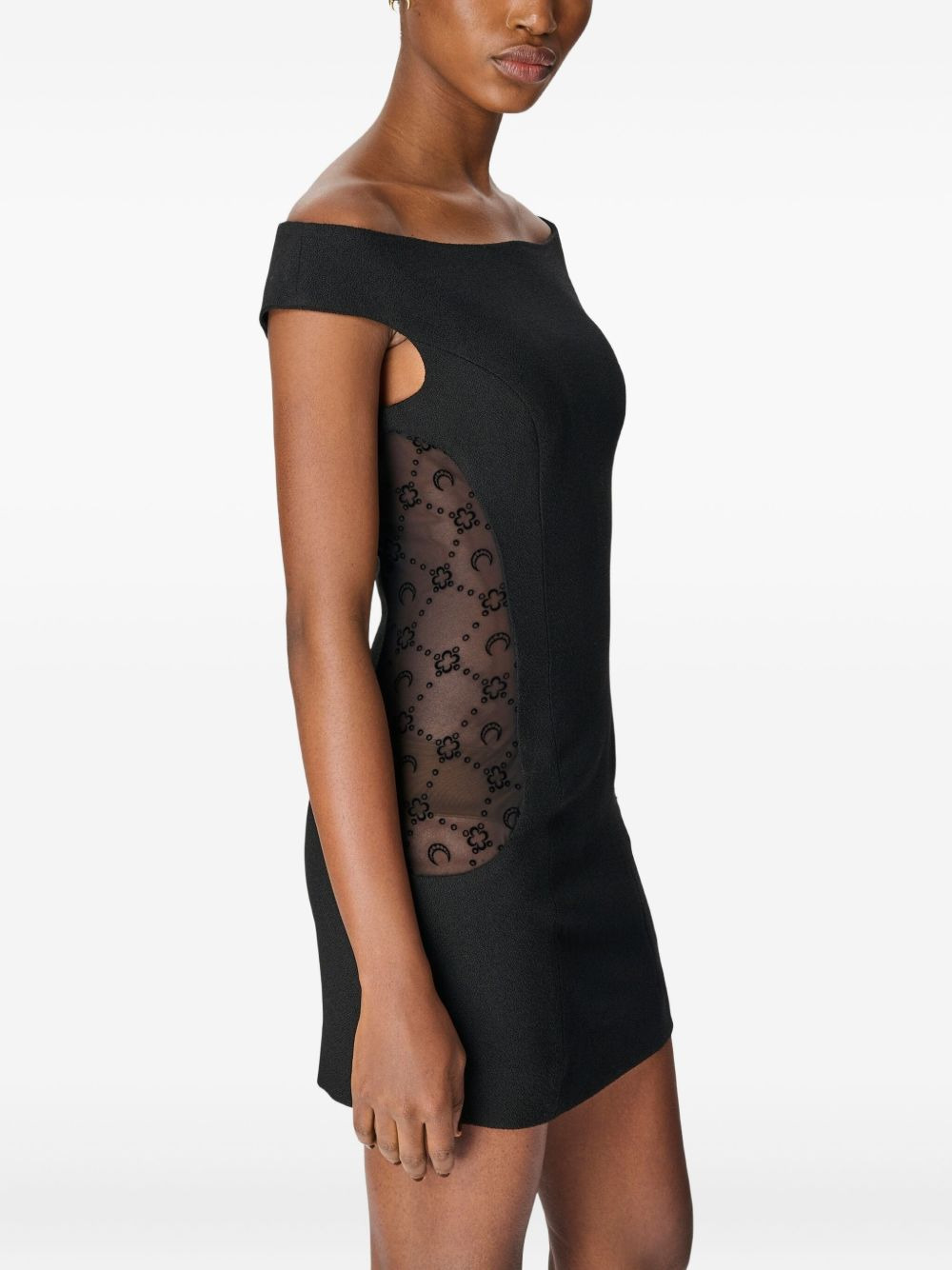 boat-neck dropped-shoulders mini dress - 4