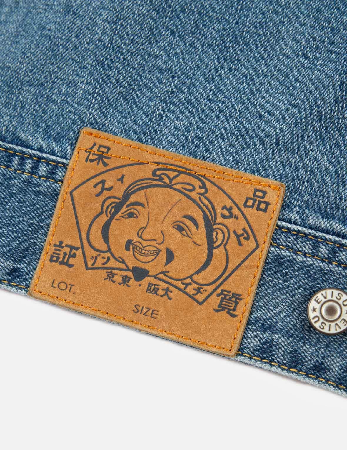 Deconstructed Kamon Print Denim Jacket - 16