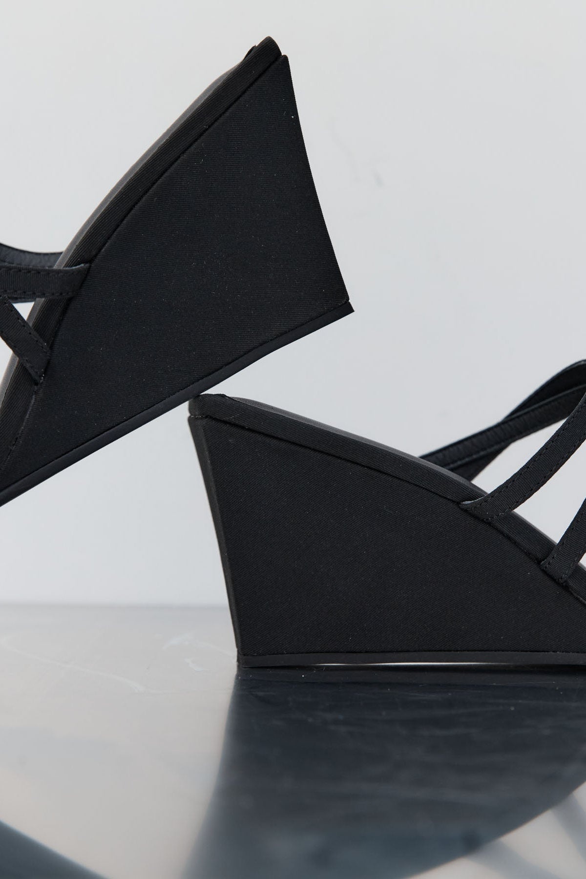 Cross Strap Wedge - Black - 3