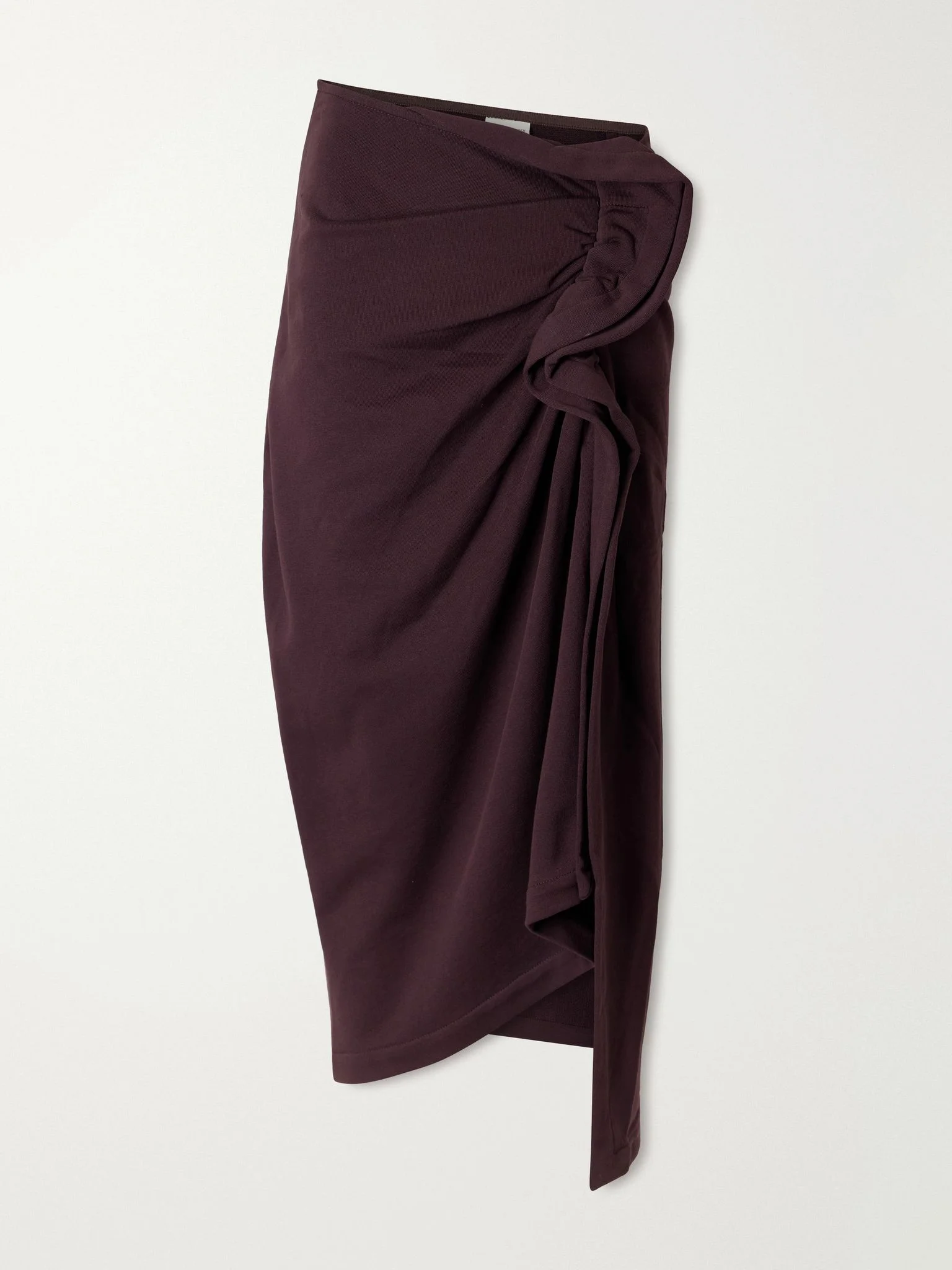 Draped cotton-jersey midi skirt Burgundy - 1