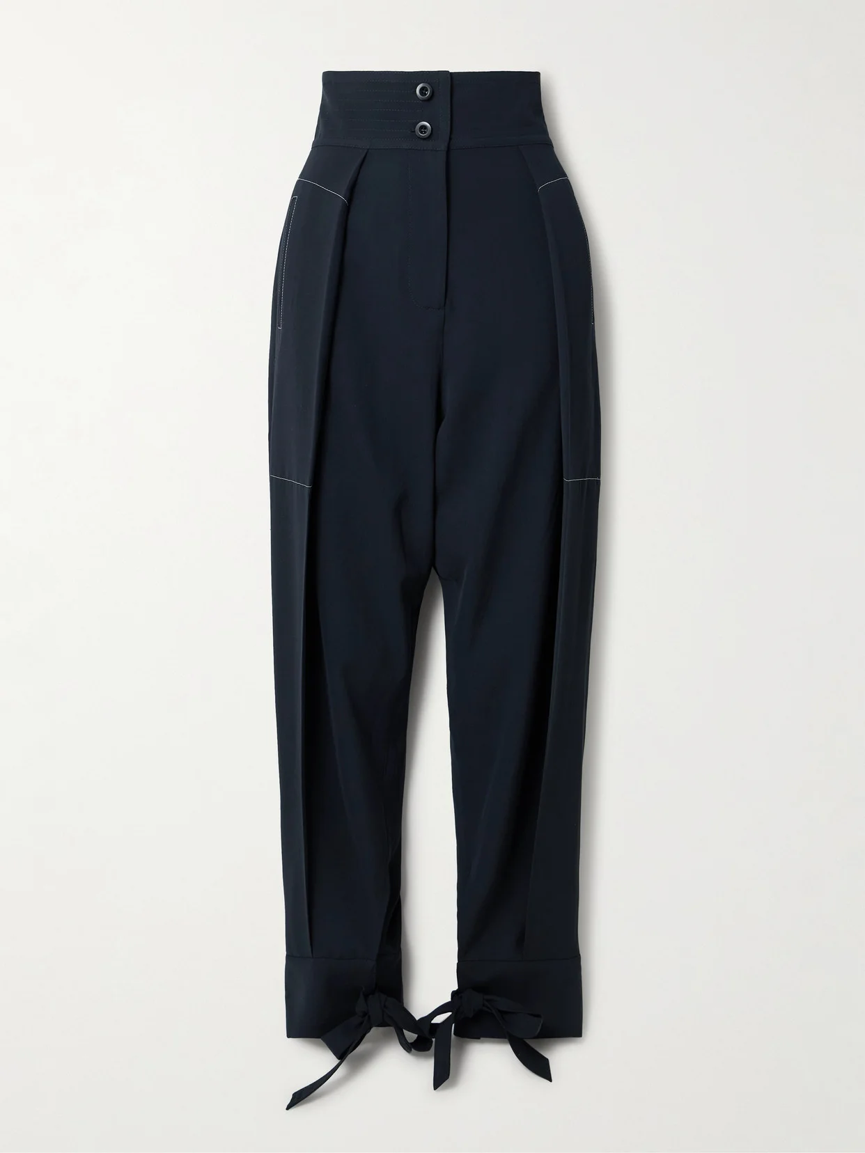 Arch Topstitched Paneled Pleated Wool-twill Tapered Pants - 1