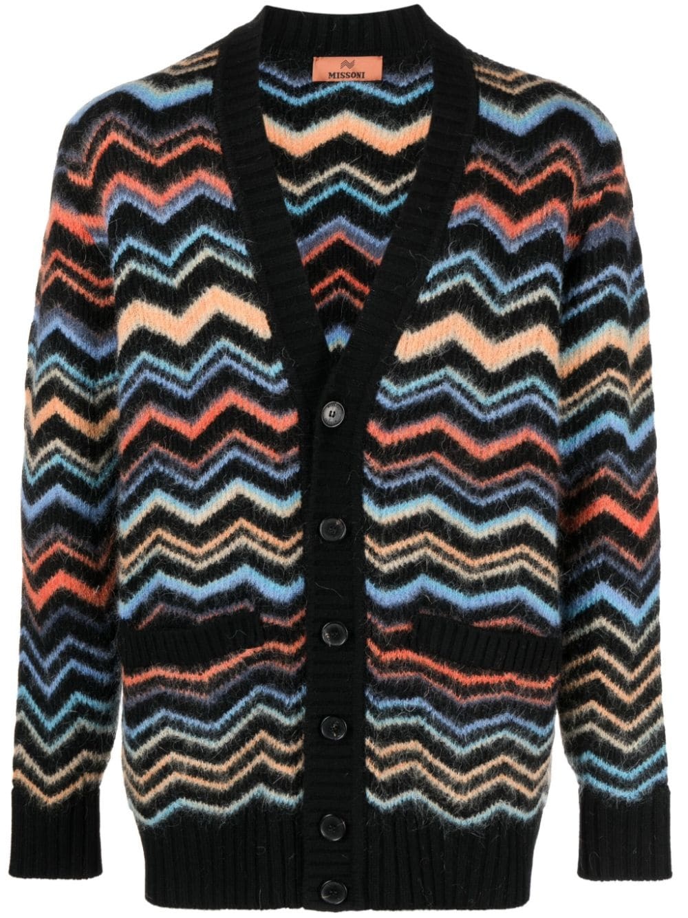 zigzag-woven ribbed cardigan - 1