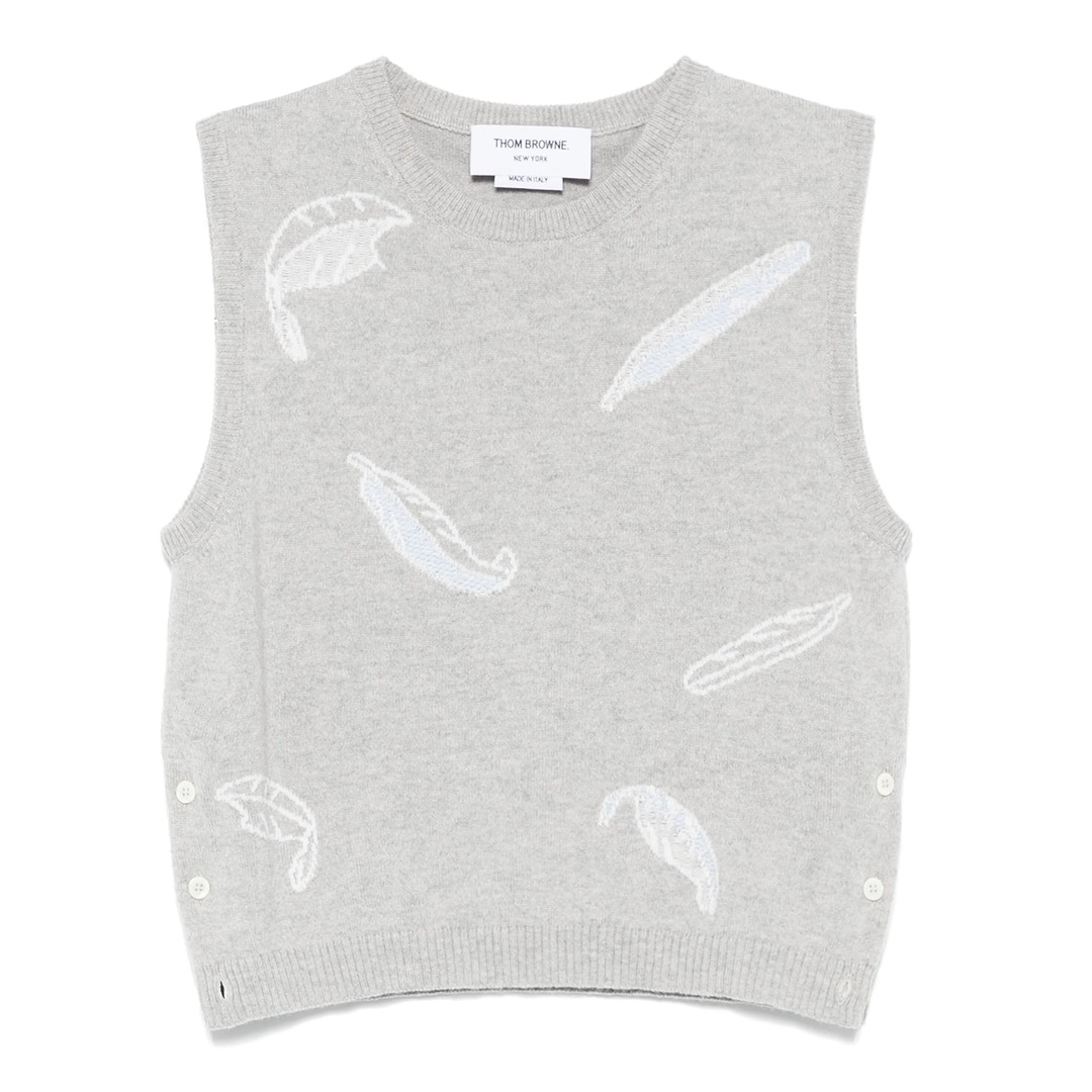 Feather Intarsia Cashmere Cropped Shell Top Women - 7