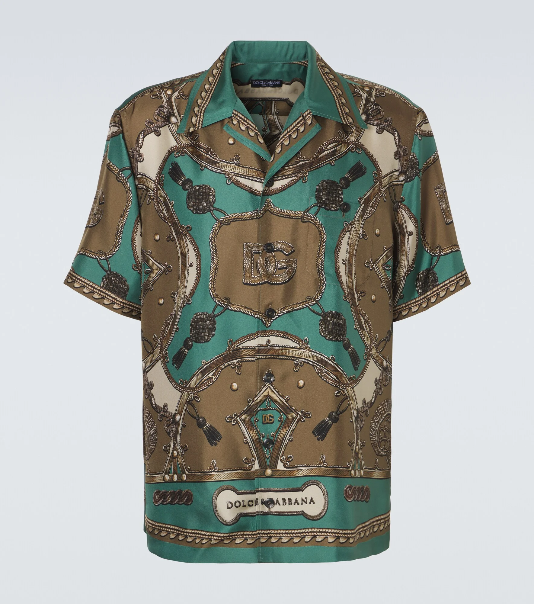 Printed silk twill bowling shirt - 1