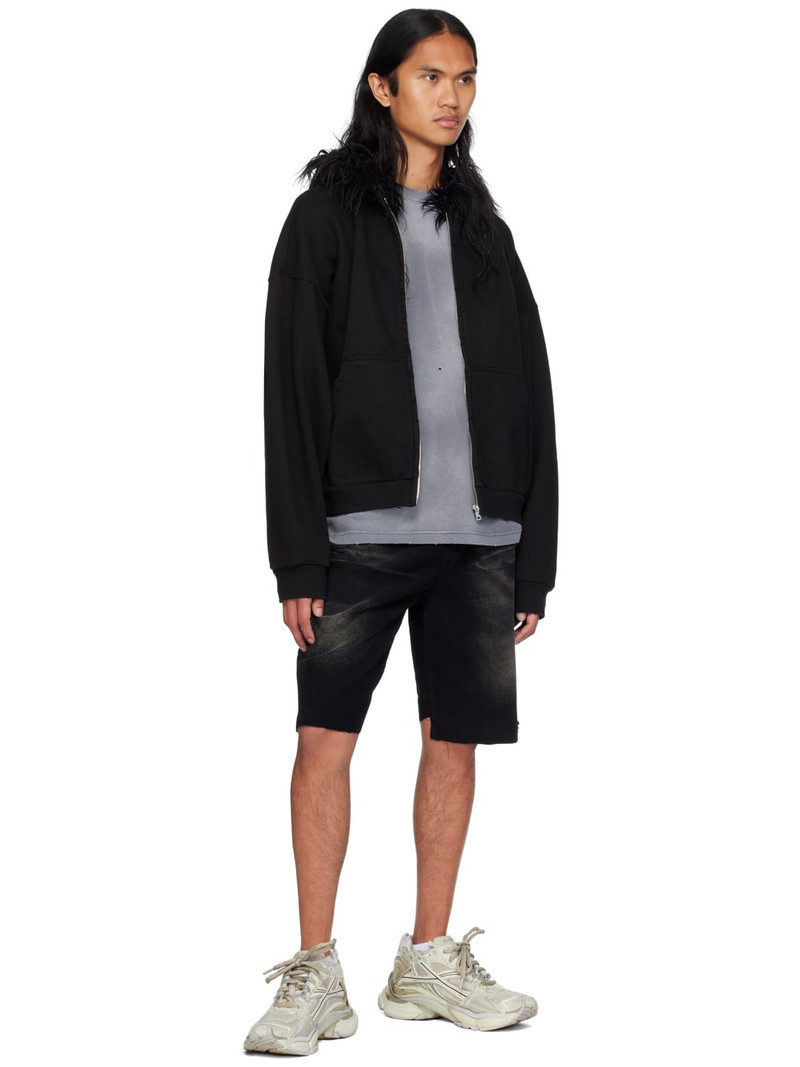 We11done Black Fur Hoodie outlook