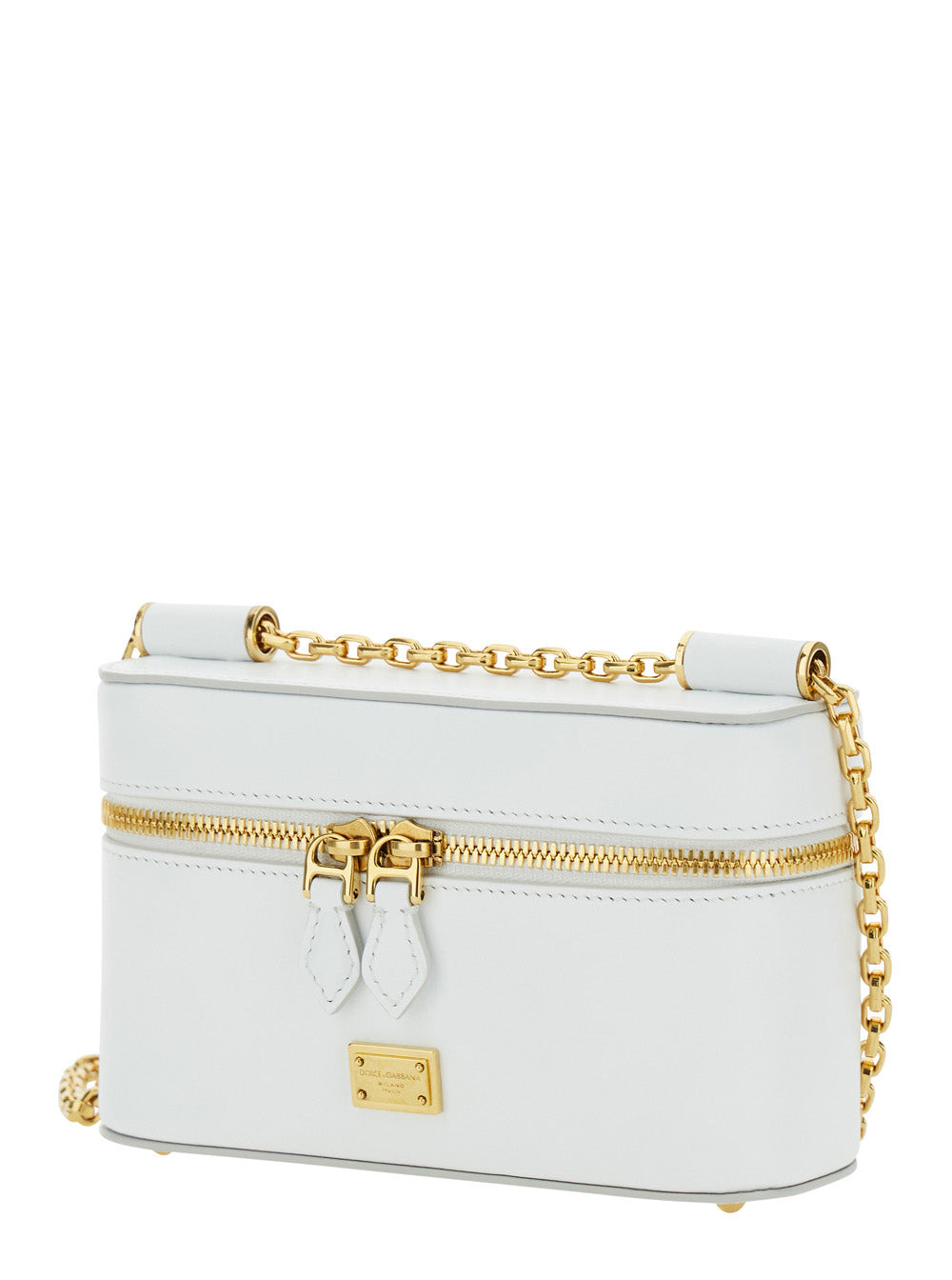 Dolce & Gabbana Women 'Sicily Cube' White Shoulder Bag With Logo Plaque On The Front And Double Zip  - 2