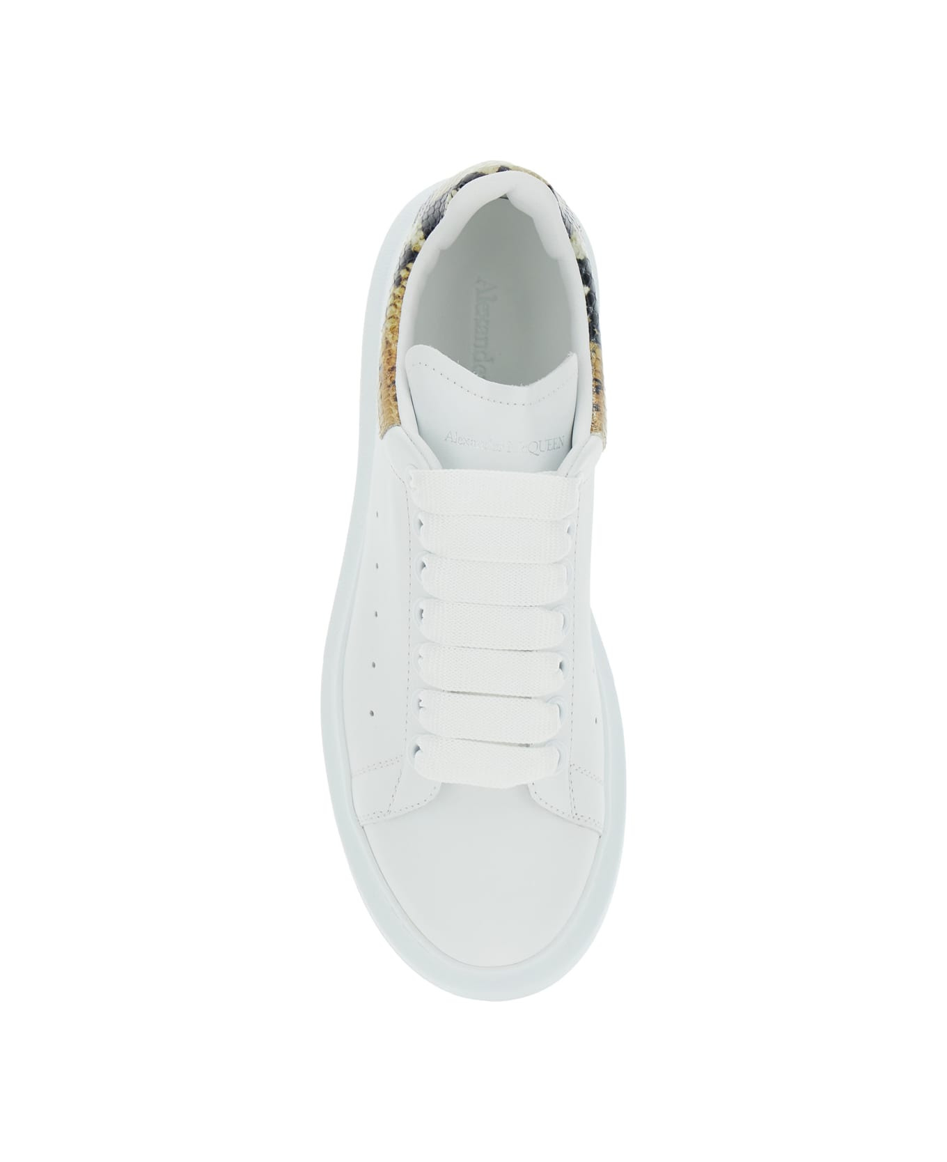 White Oversize Sneakers With Snake Print On The Heel In Leather Woman - 4