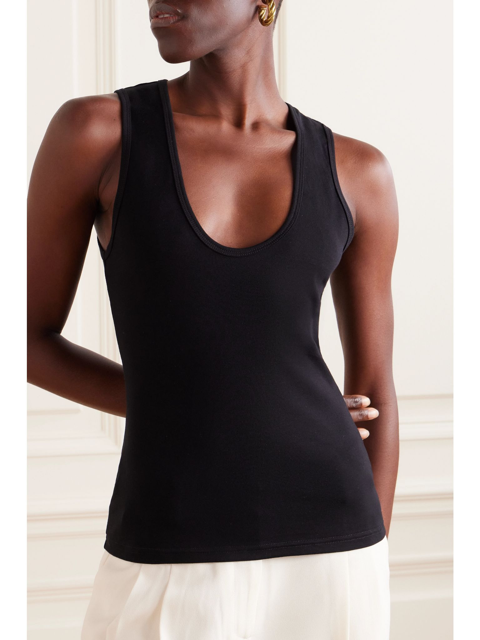 + NET SUSTAIN organic cotton-blend jersey tank Black - 3