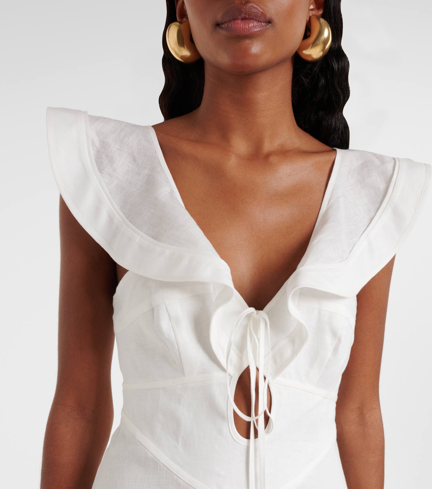 Rhiannon ruffled linen midi dress - 4