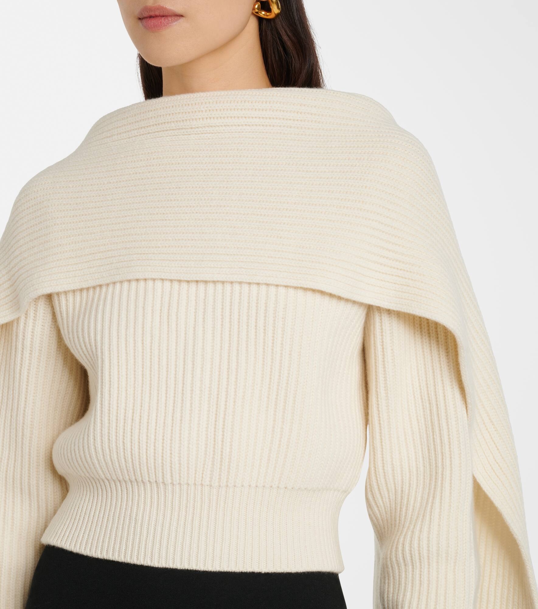 Cropped wool and cashmere scarf sweater - 4