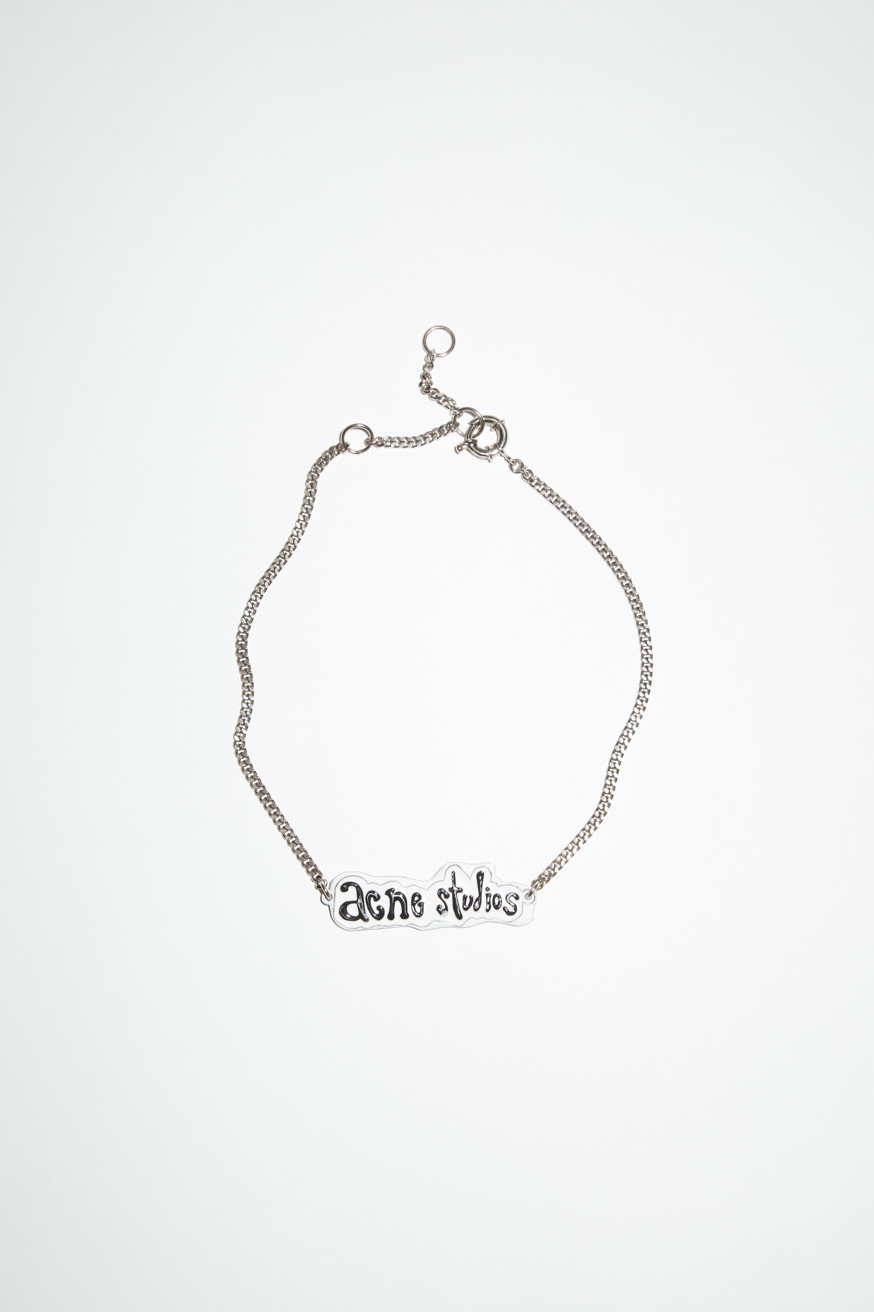 Logo label necklace - Silver/grey - 1