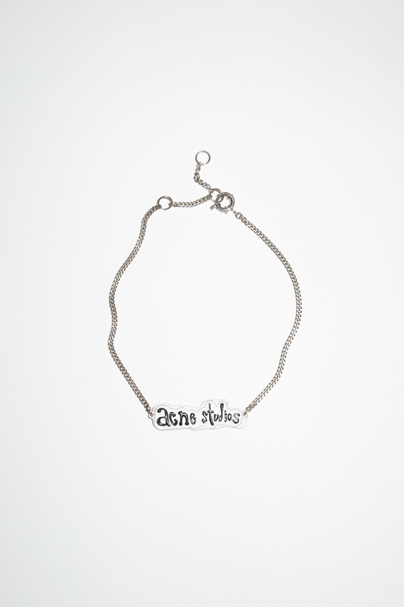 Logo label necklace - Silver/grey 1