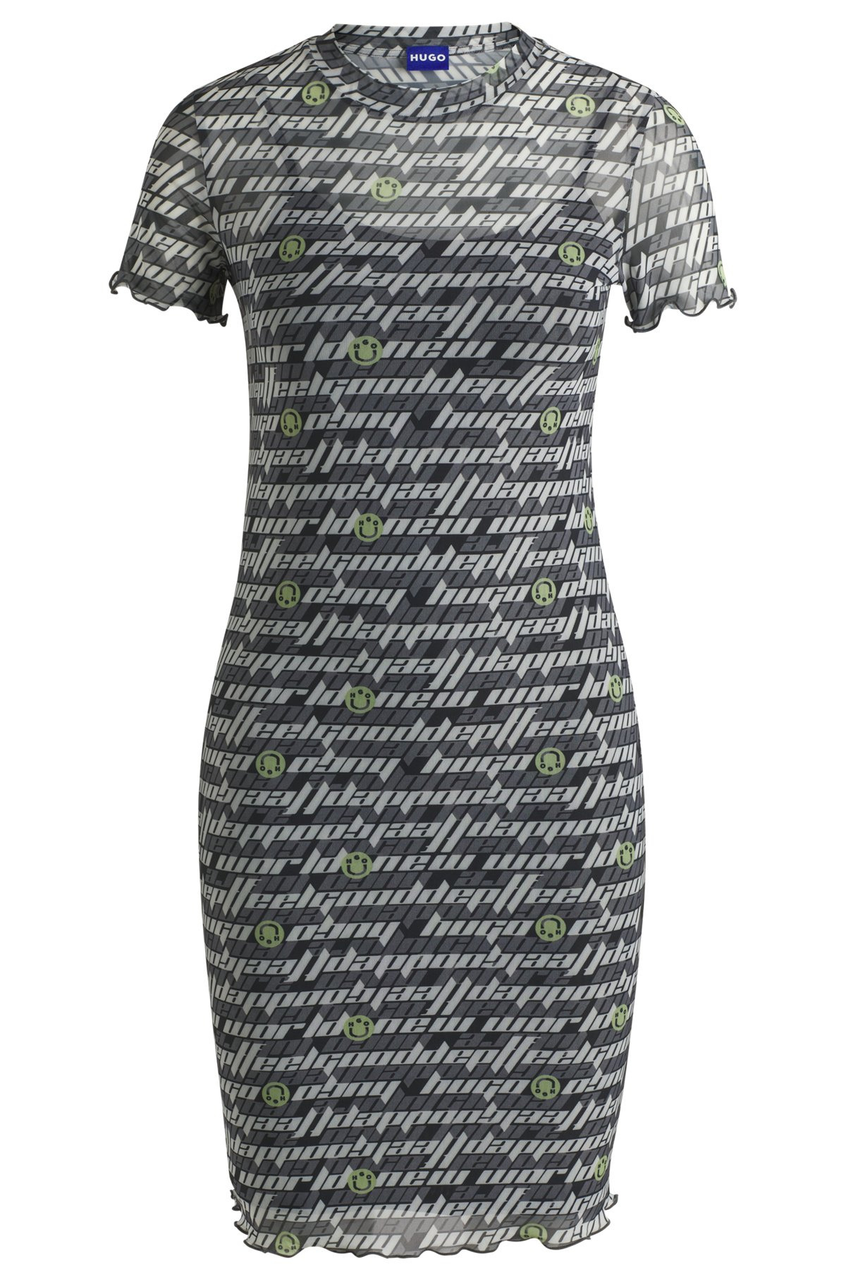 STRETCH-MESH BODYCON DRESS WITH DIGITAL PRINT - 1