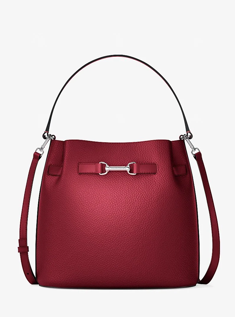 Carson Medium Pebbled Leather Convertible Bucket Crossbody Bag - 1