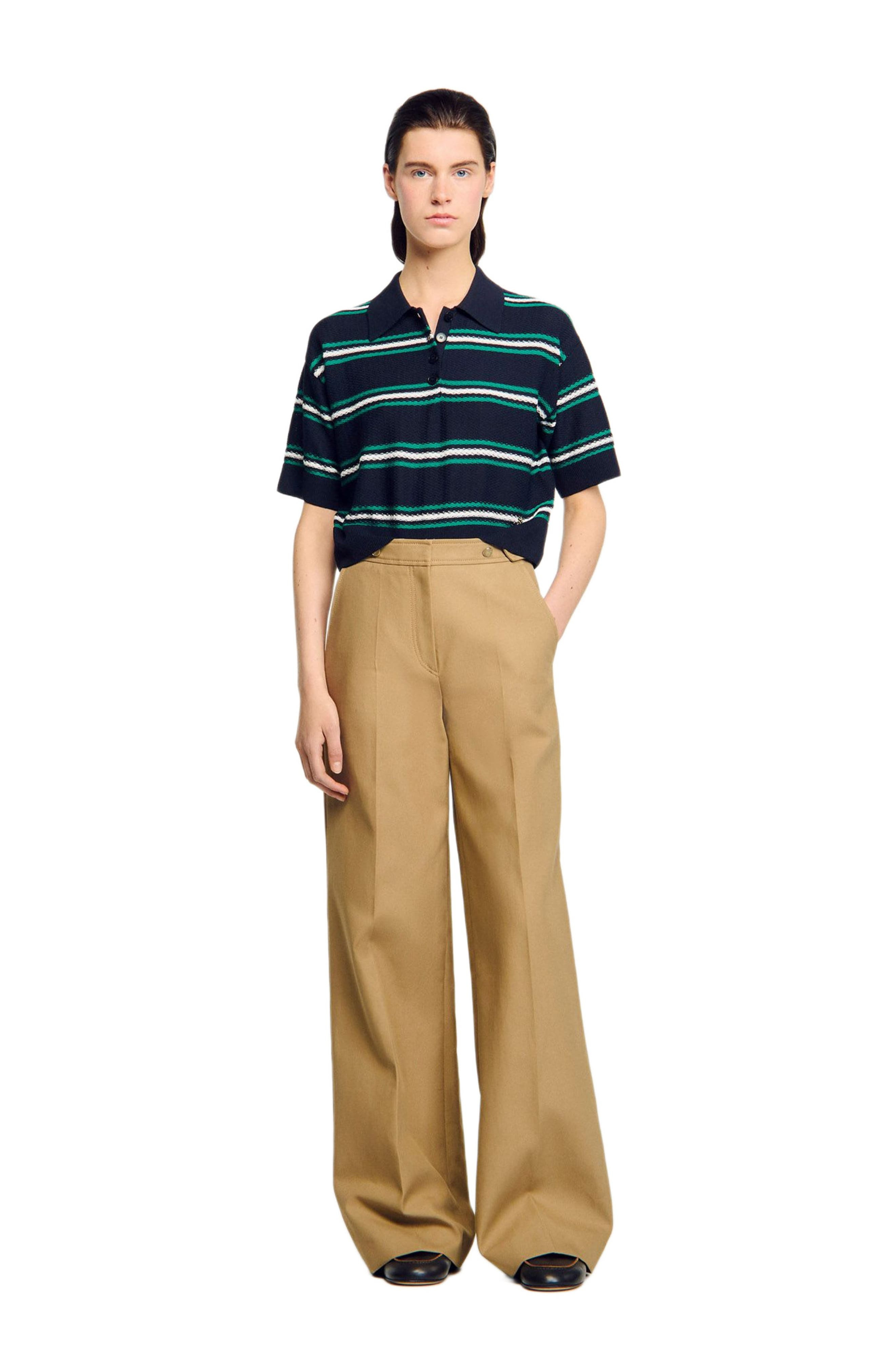 SANDRO Polo-neck striped sweater in Navy Blue at Nordstrom - 6