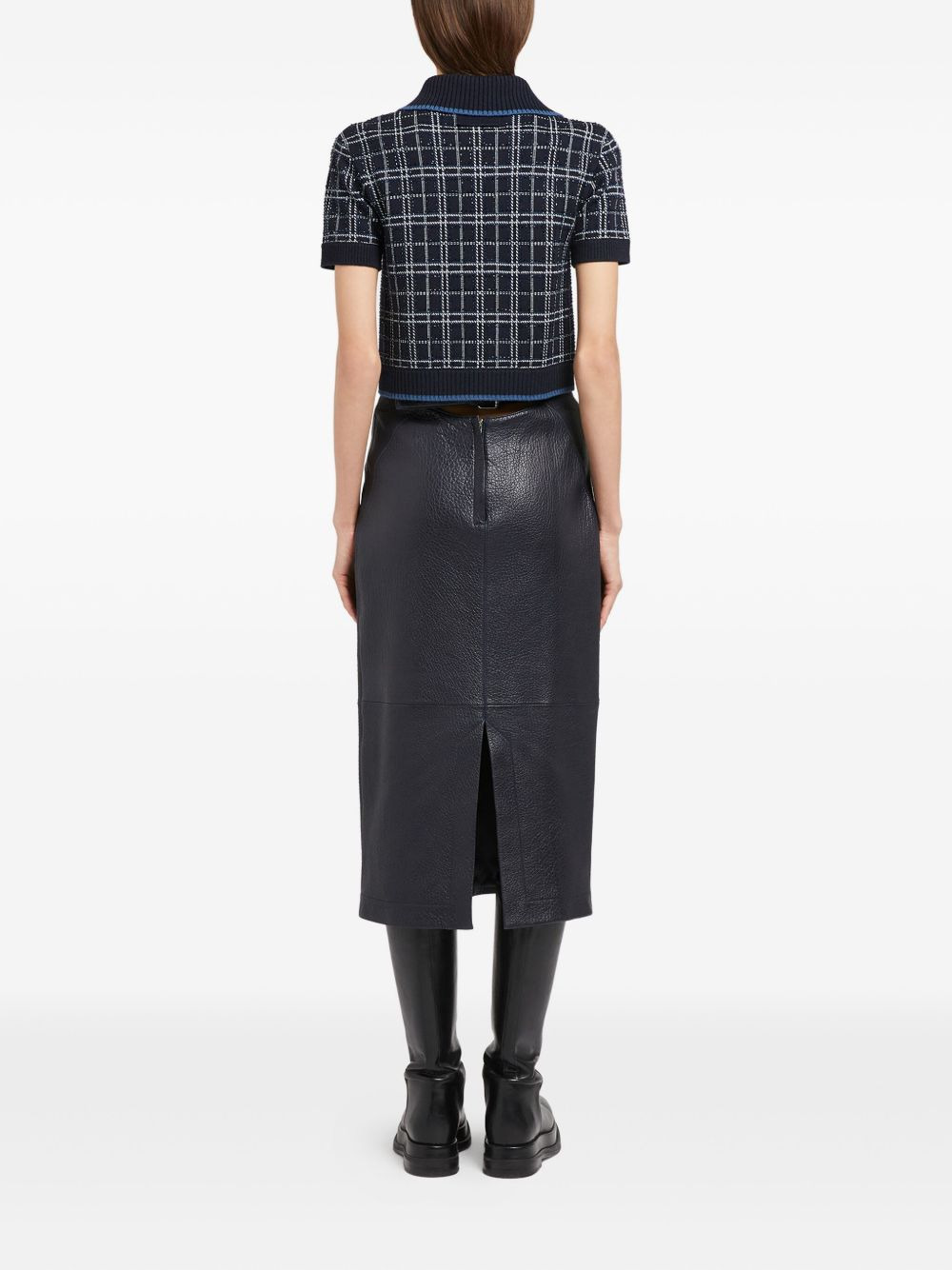 check-pattern short-sleeve top - 3
