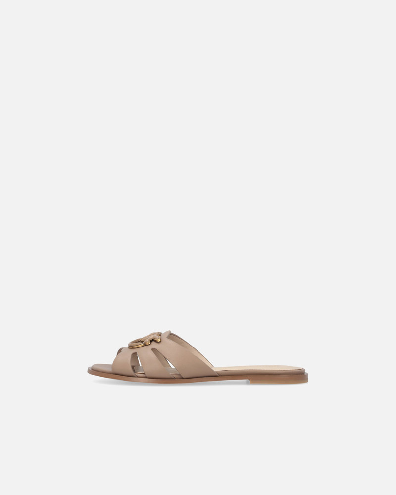 PINKO LEATHER SLIP-ON SANDALS WITH LOVE BIRDS LOGO outlook
