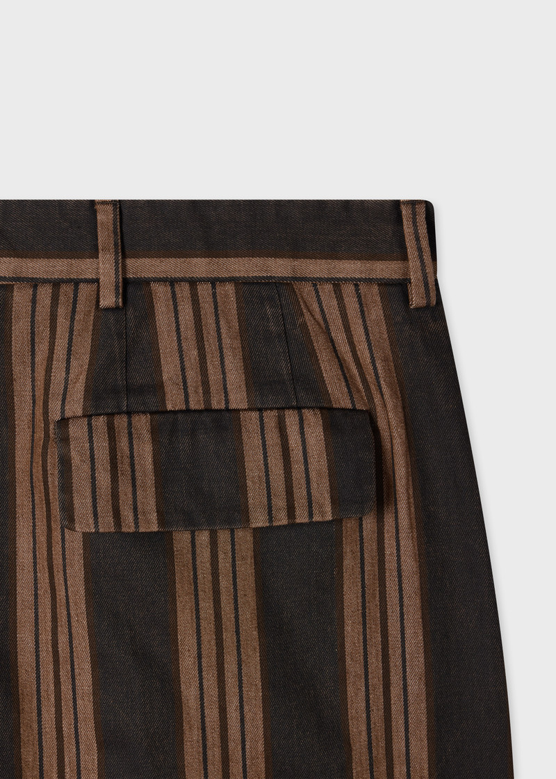 Paul Smith Brown Stripe Pleated Cotton Shorts outlook