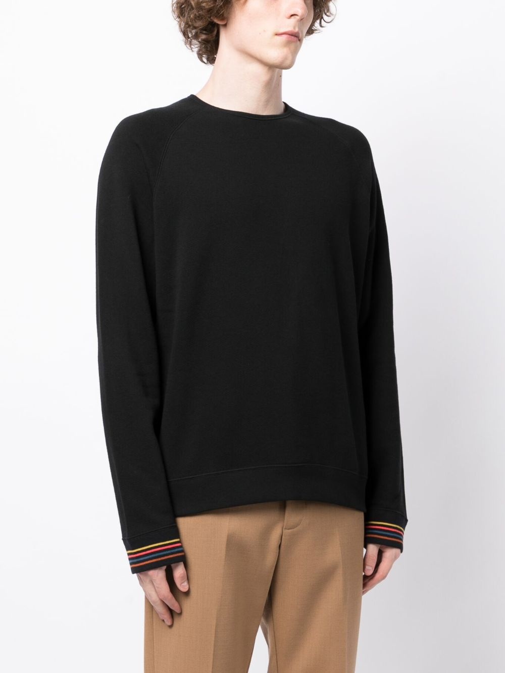 contrasting-trim detail cotton sweatshirt - 3