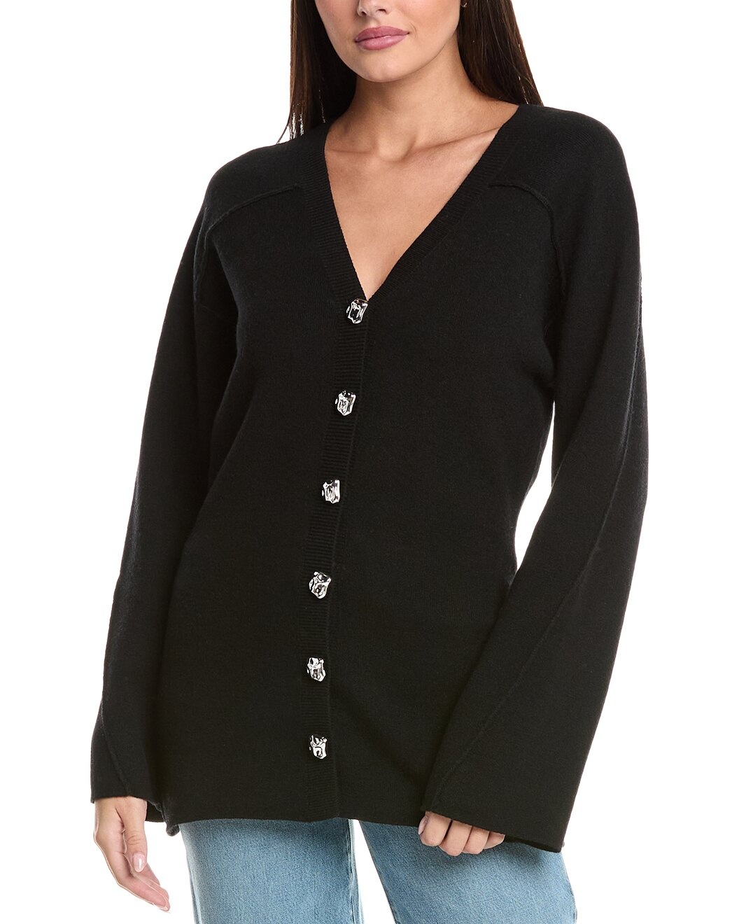 rag & bone Bridget Long V-Neck Wool-Blend Cardigan - 1