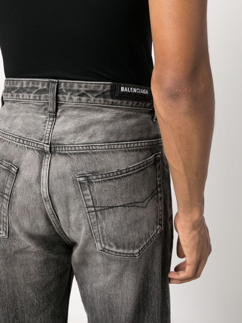 washed wide-leg jeans - 5