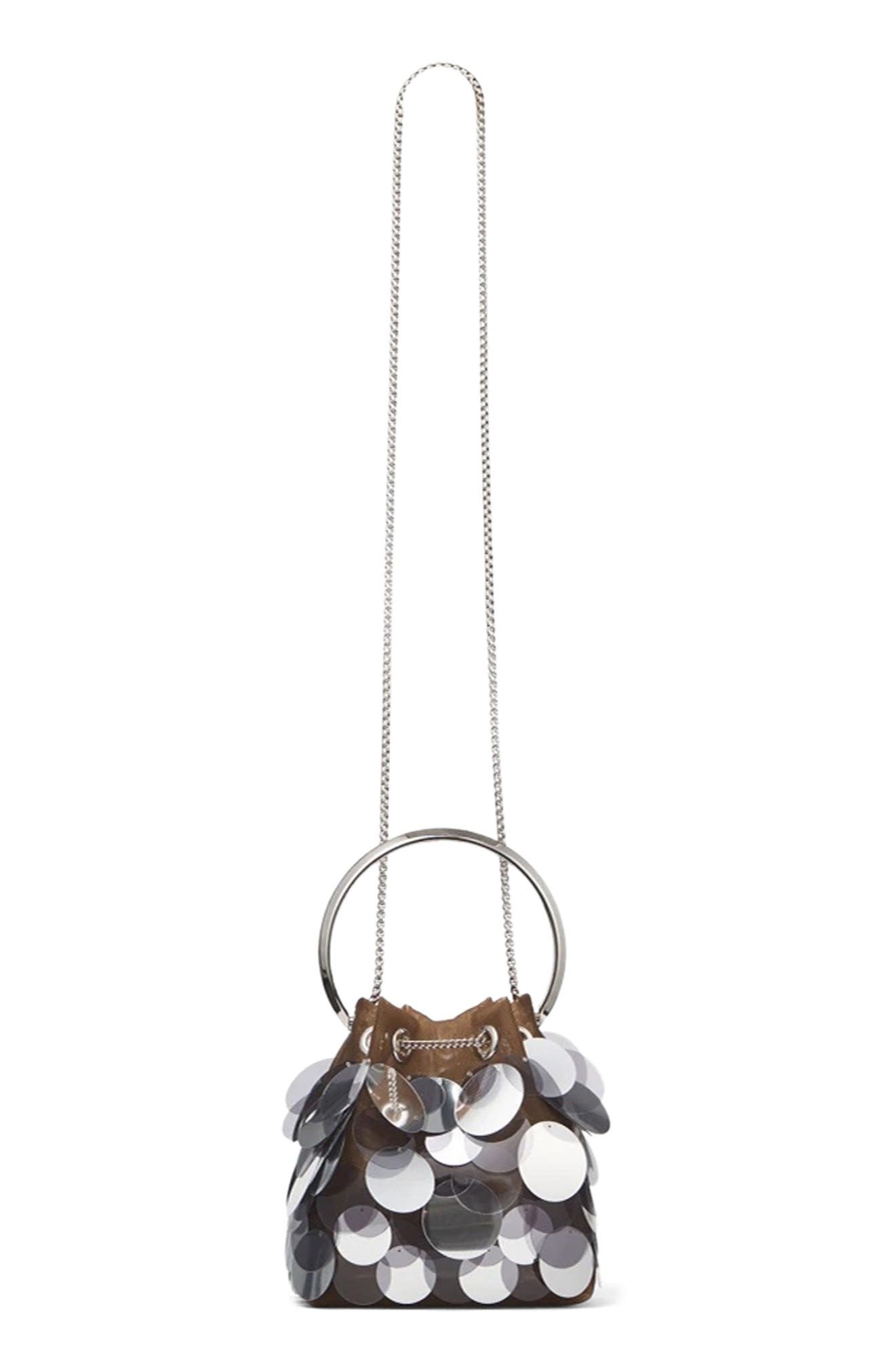 Jimmy Choo Bon Bon Paillette Drawstring Top Handle Pouch in Biscuit/Silver at Nordstrom - 3